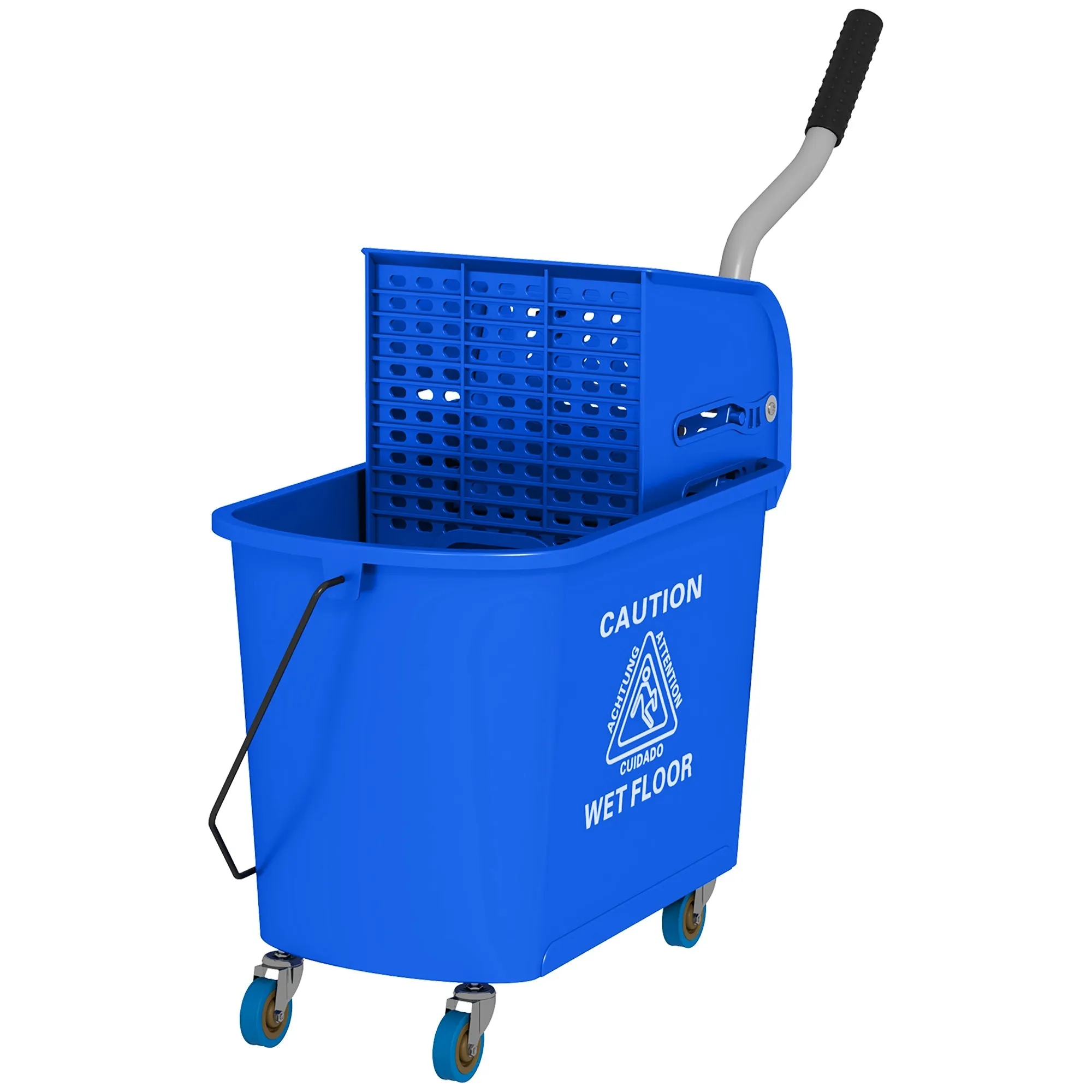 20L Mop Bucket with Wringer and Handle, Mop Bucket on Wheels for Floor Cleaning, Separate Dirty and Clean Water, Blue