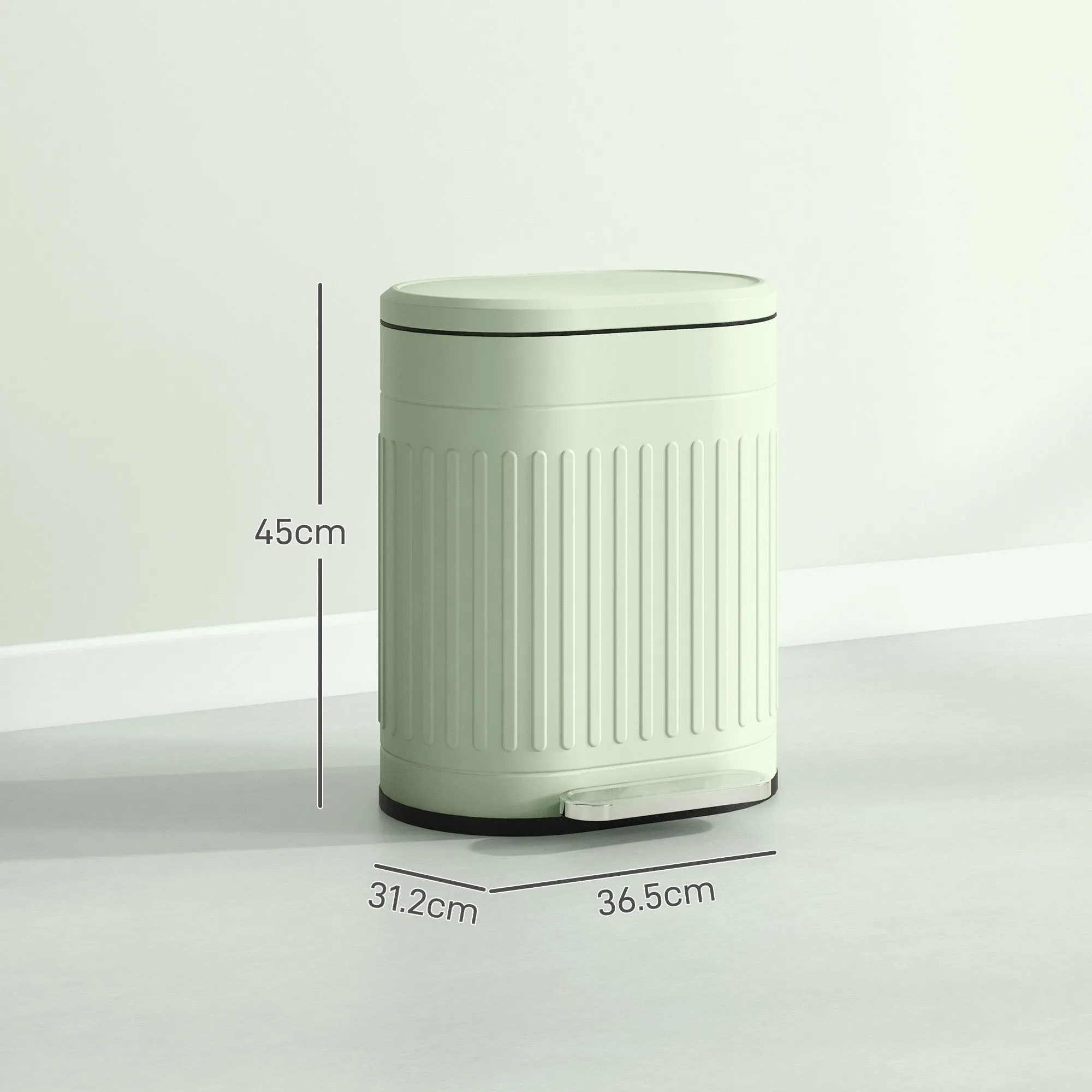 20L Pedal Bin, Metal Kitchen Bin with Soft-close Lid, Light Green