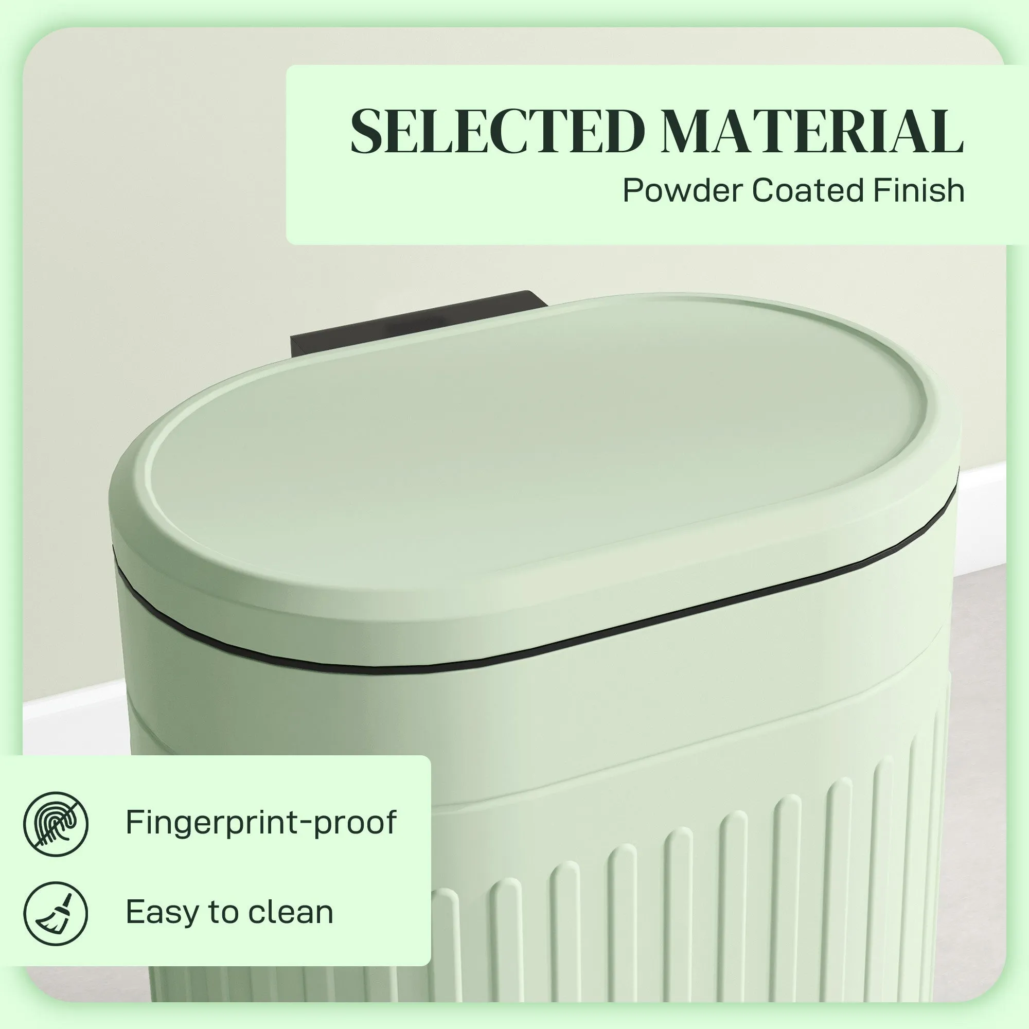 20L Pedal Bin, Metal Kitchen Bin with Soft-close Lid, Light Green