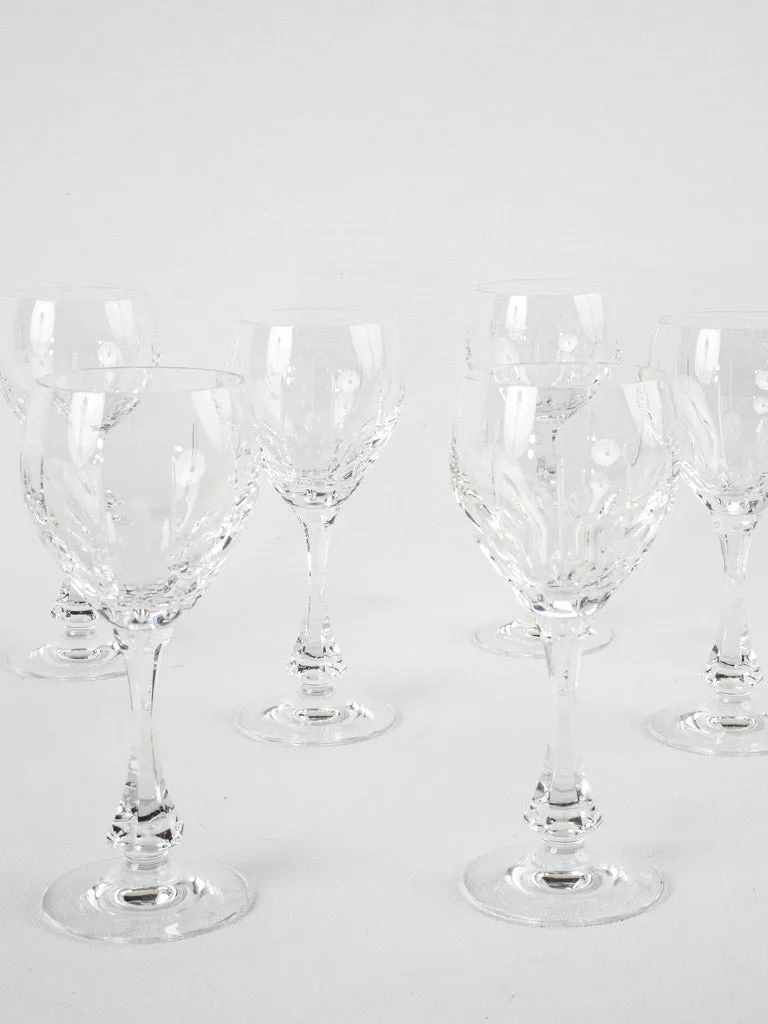 6 vintage crystal wine glasses 7"