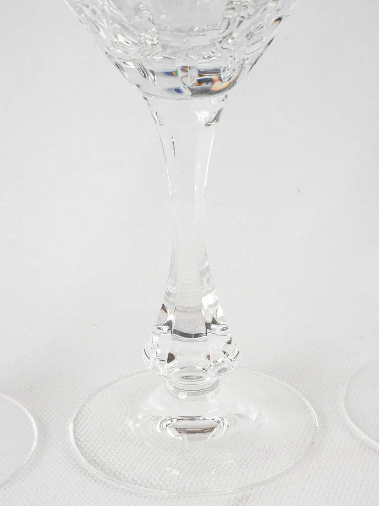 6 vintage crystal wine glasses 7"