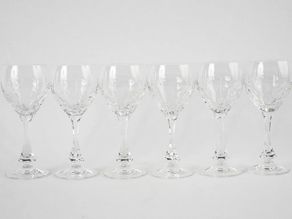 6 vintage crystal wine glasses 7"