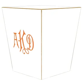 All White Personalized Wastebasket and Optional Tissue Box Cover