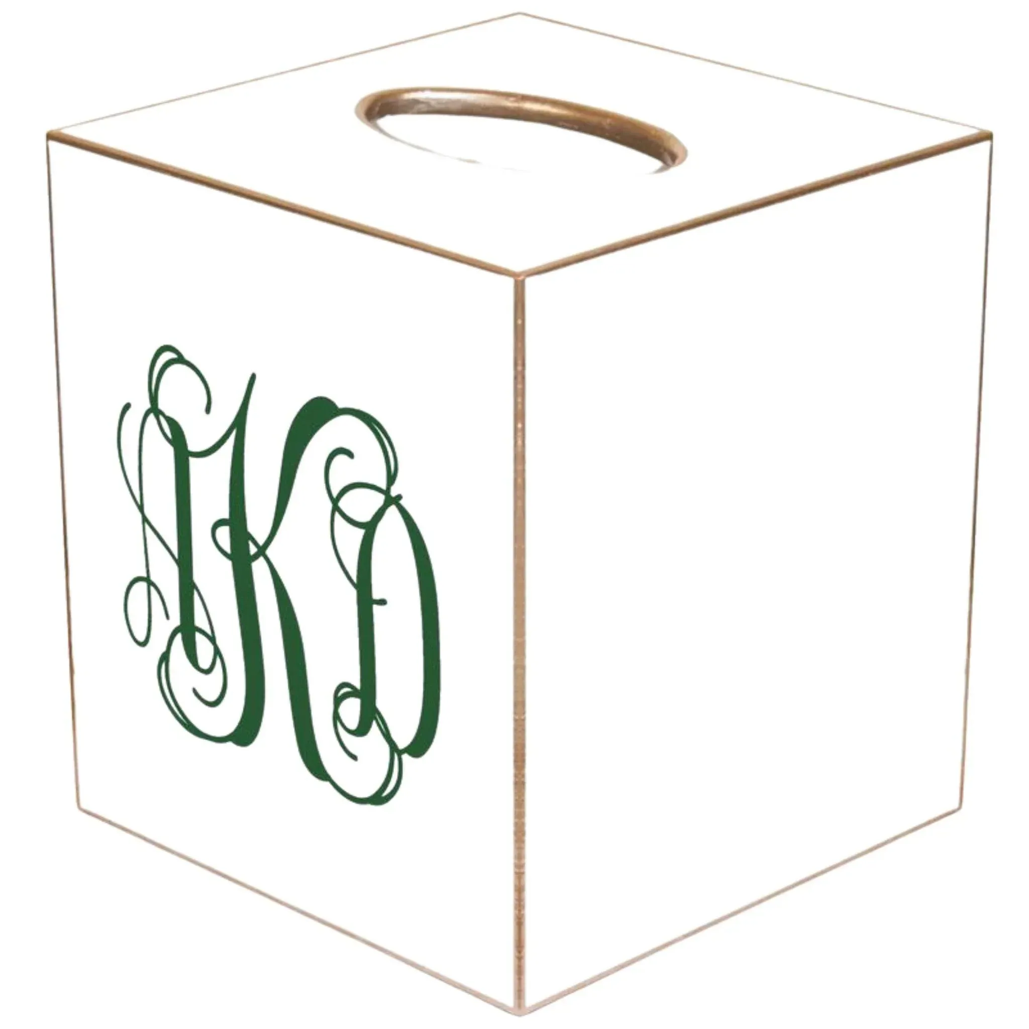 All White Personalized Wastebasket and Optional Tissue Box Cover