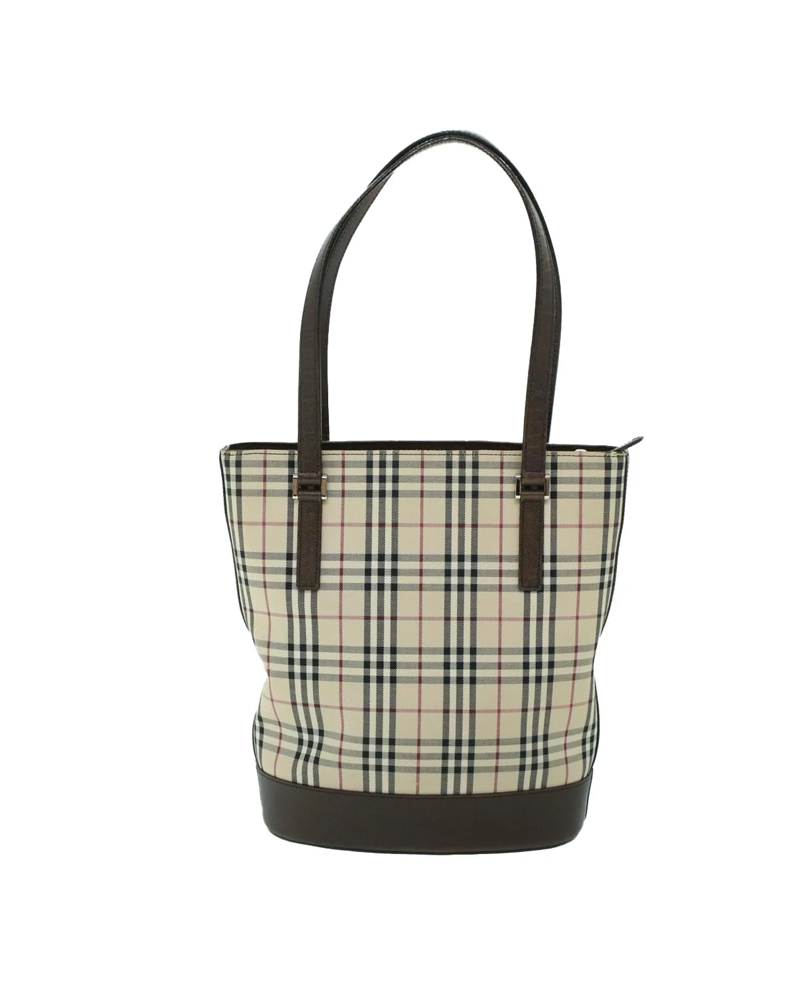 Authentic Checkered Canvas Leather Tote Bag