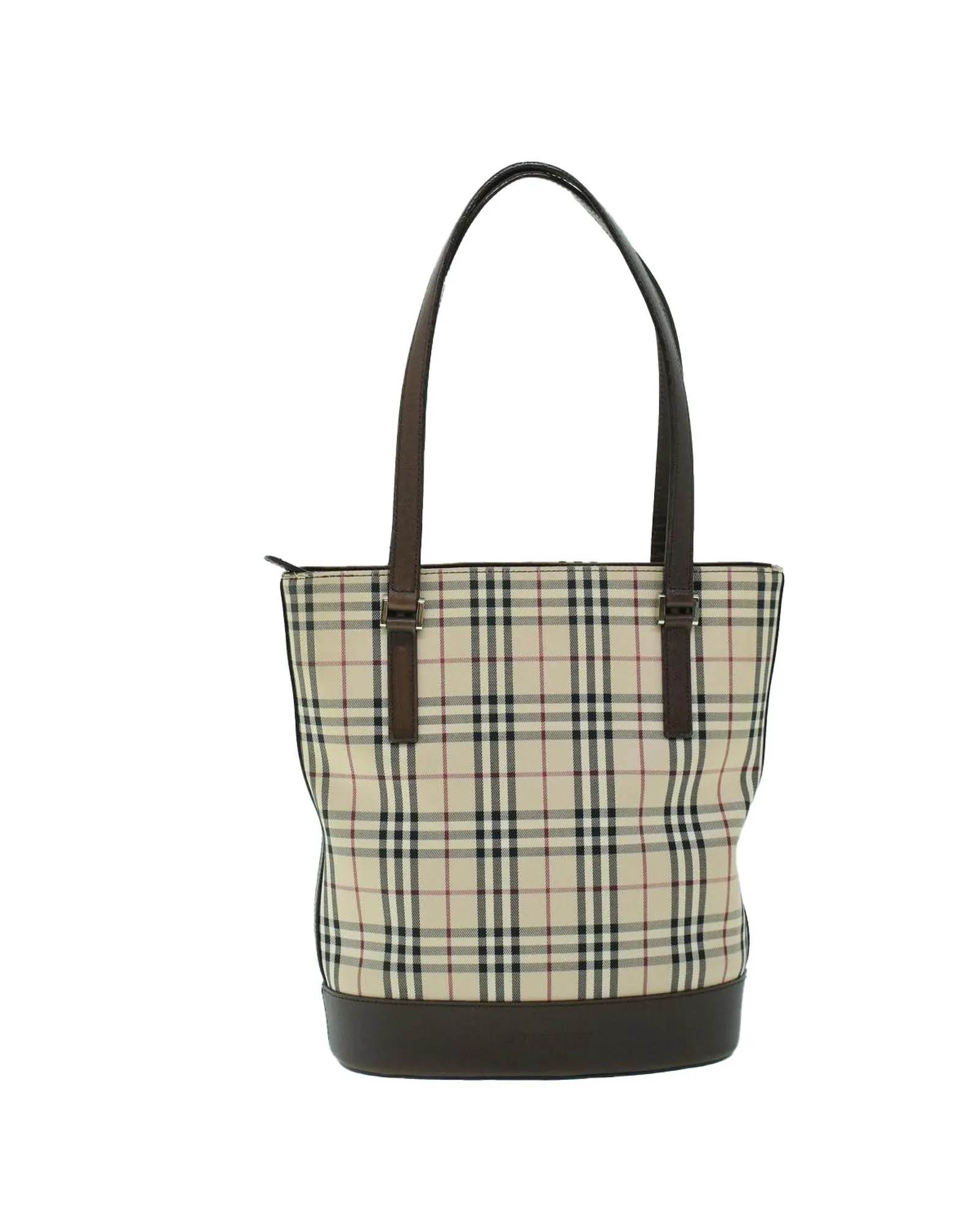 Authentic Checkered Canvas Leather Tote Bag