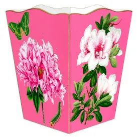 Azaleas on Pink Wastepaper Basket and Optional Tissue Box Cover