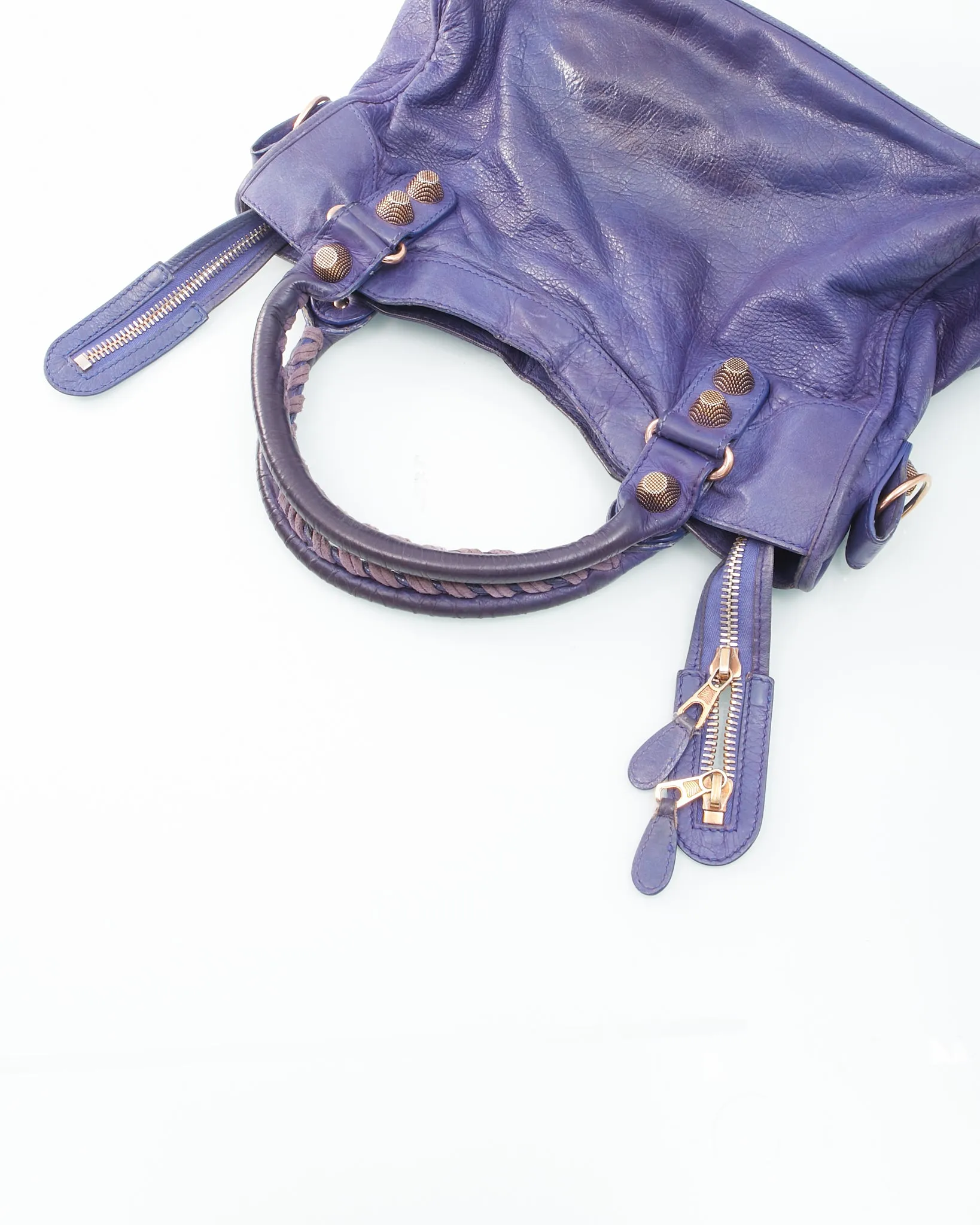 Balenciaga Purple Leather Giant City Motocross Satchel