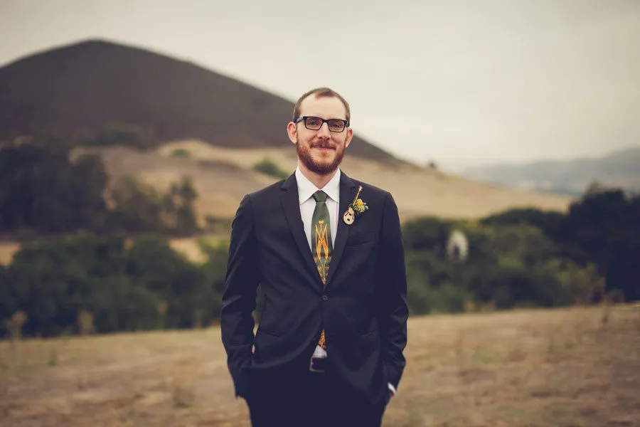 Beer Necktie. Hops & Wheat Print Silk Tie