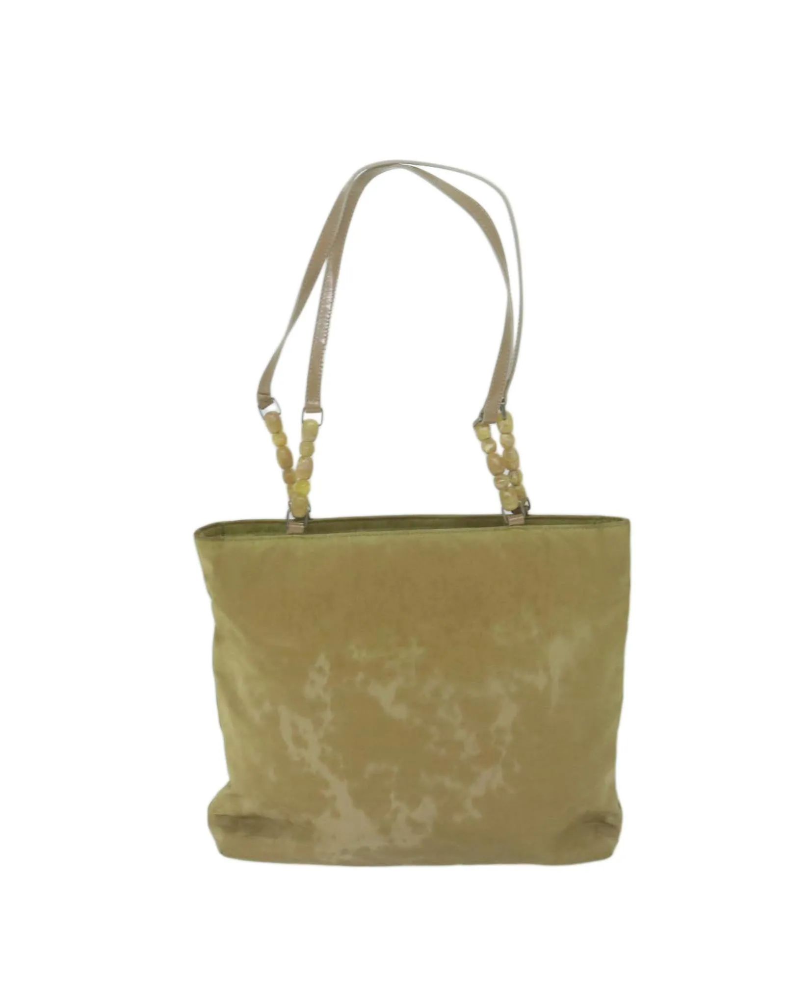 Beige Nylon Pearl Tote Bag by Christian Dior