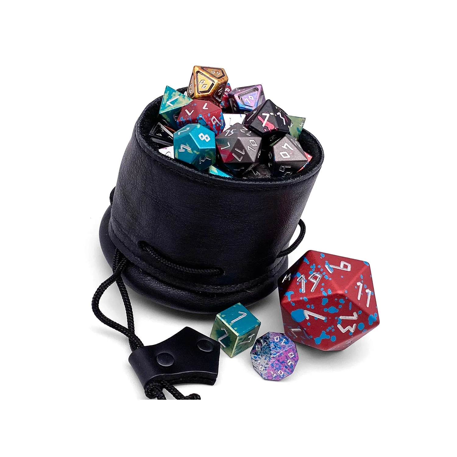 Black Leather Dice Bag / Dice Cup Transformer