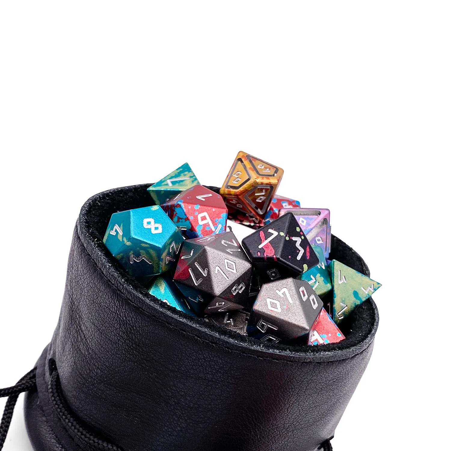 Black Leather Dice Bag / Dice Cup Transformer