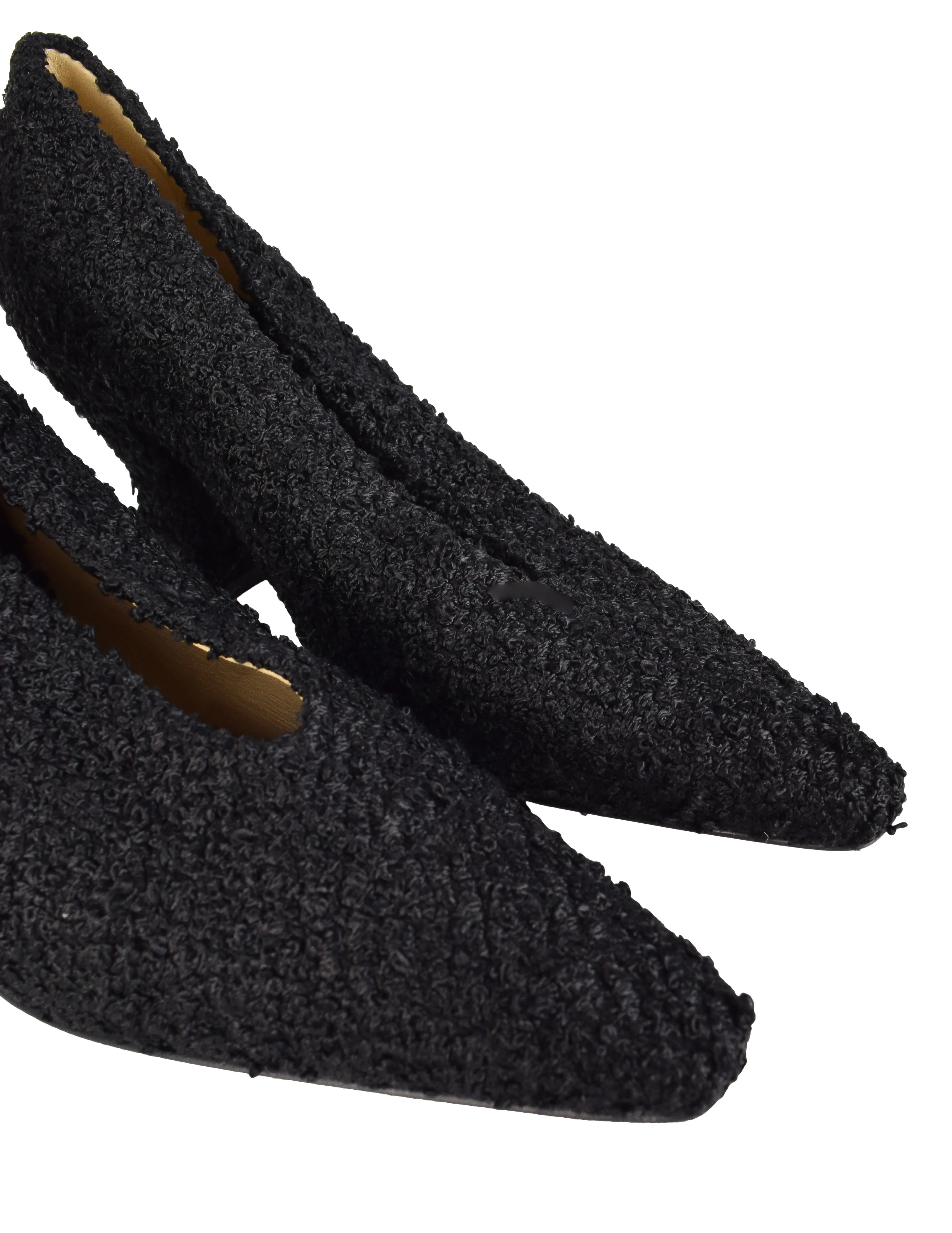 Bottega Veneta Black Boucle Textured Almond Toe Heels