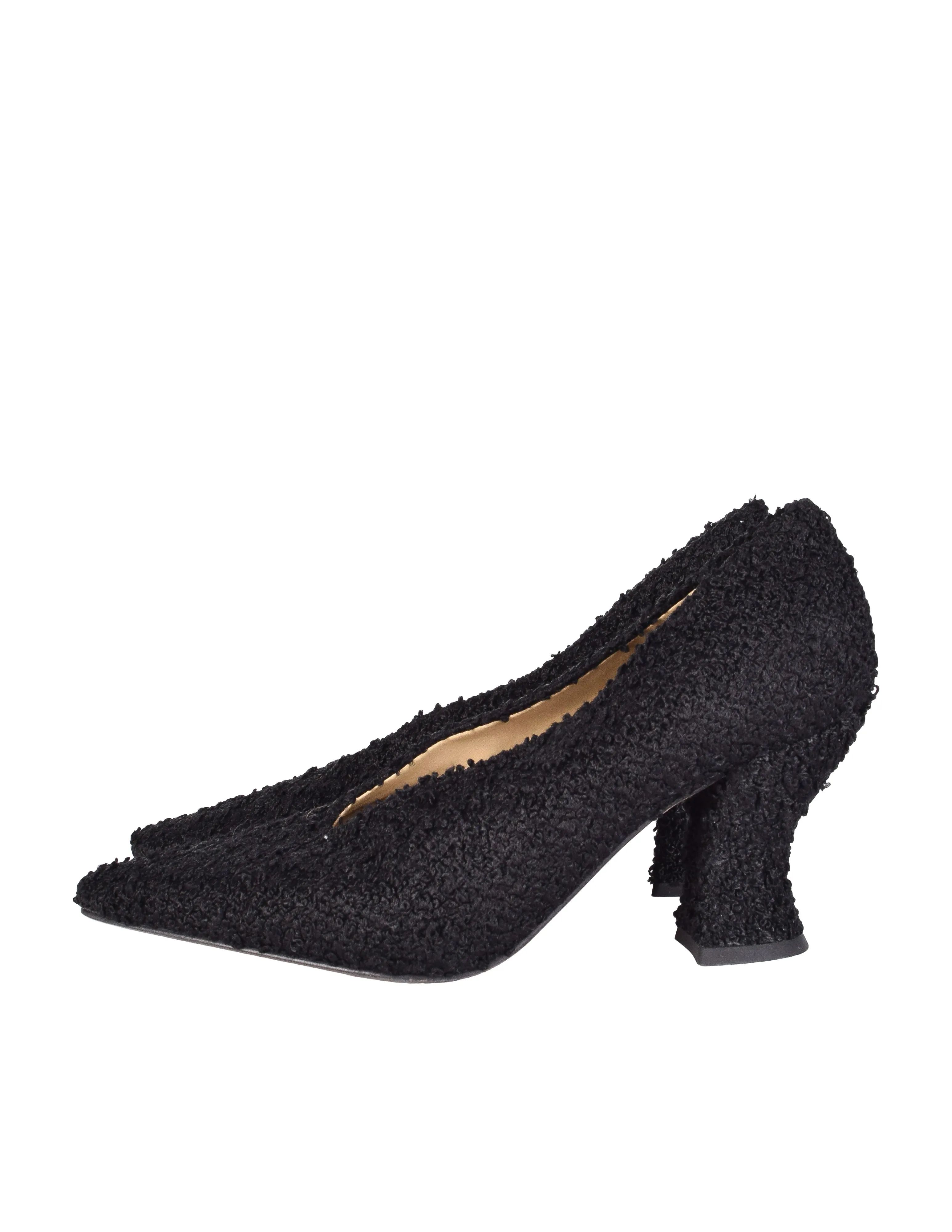 Bottega Veneta Black Boucle Textured Almond Toe Heels