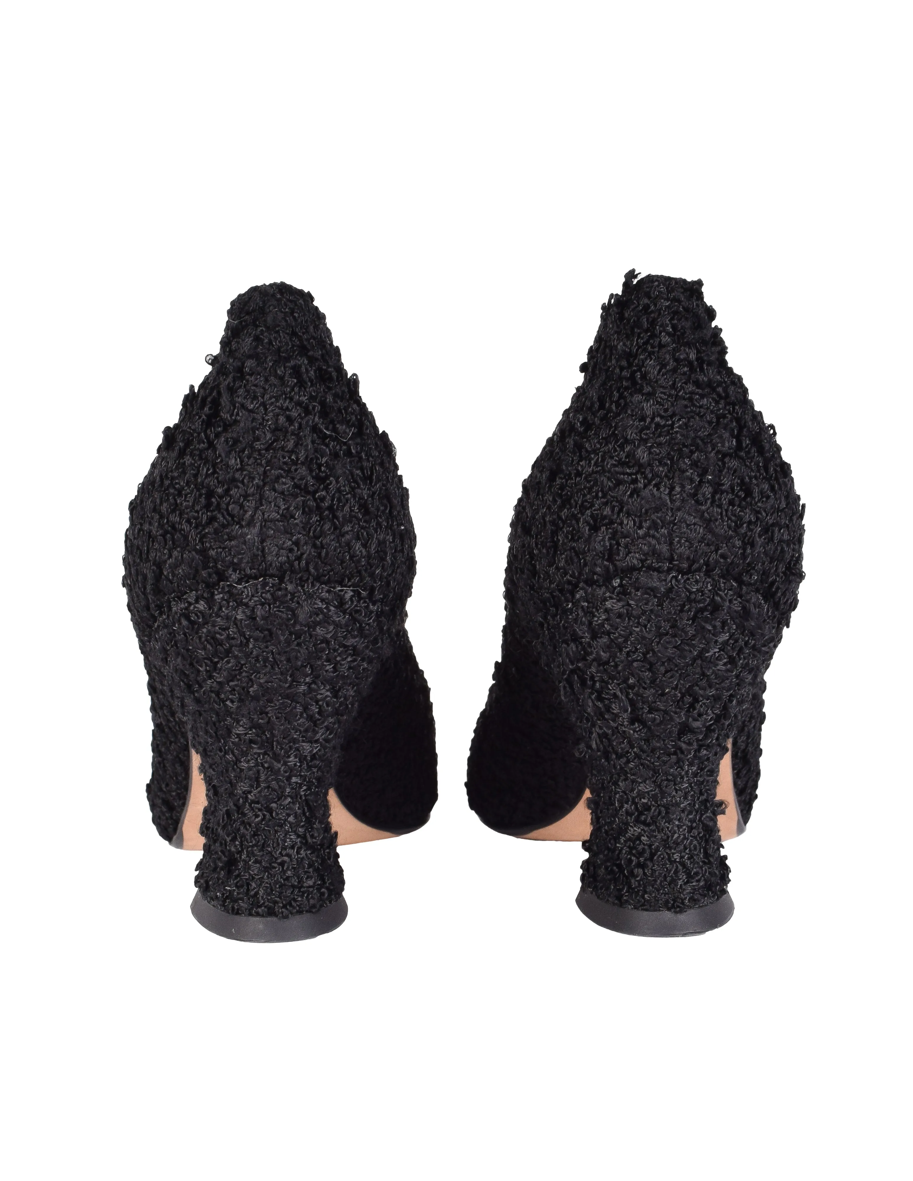 Bottega Veneta Black Boucle Textured Almond Toe Heels