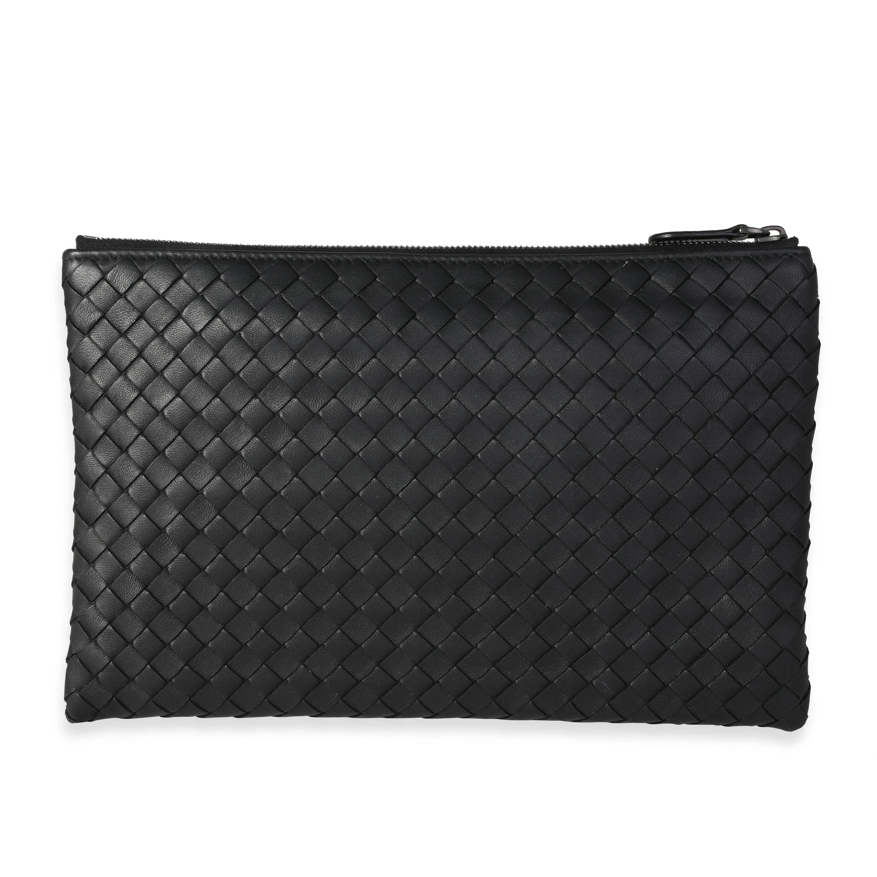 Bottega Veneta Black Intrecciato Leather Pouch