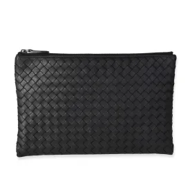 Bottega Veneta Black Intrecciato Leather Pouch