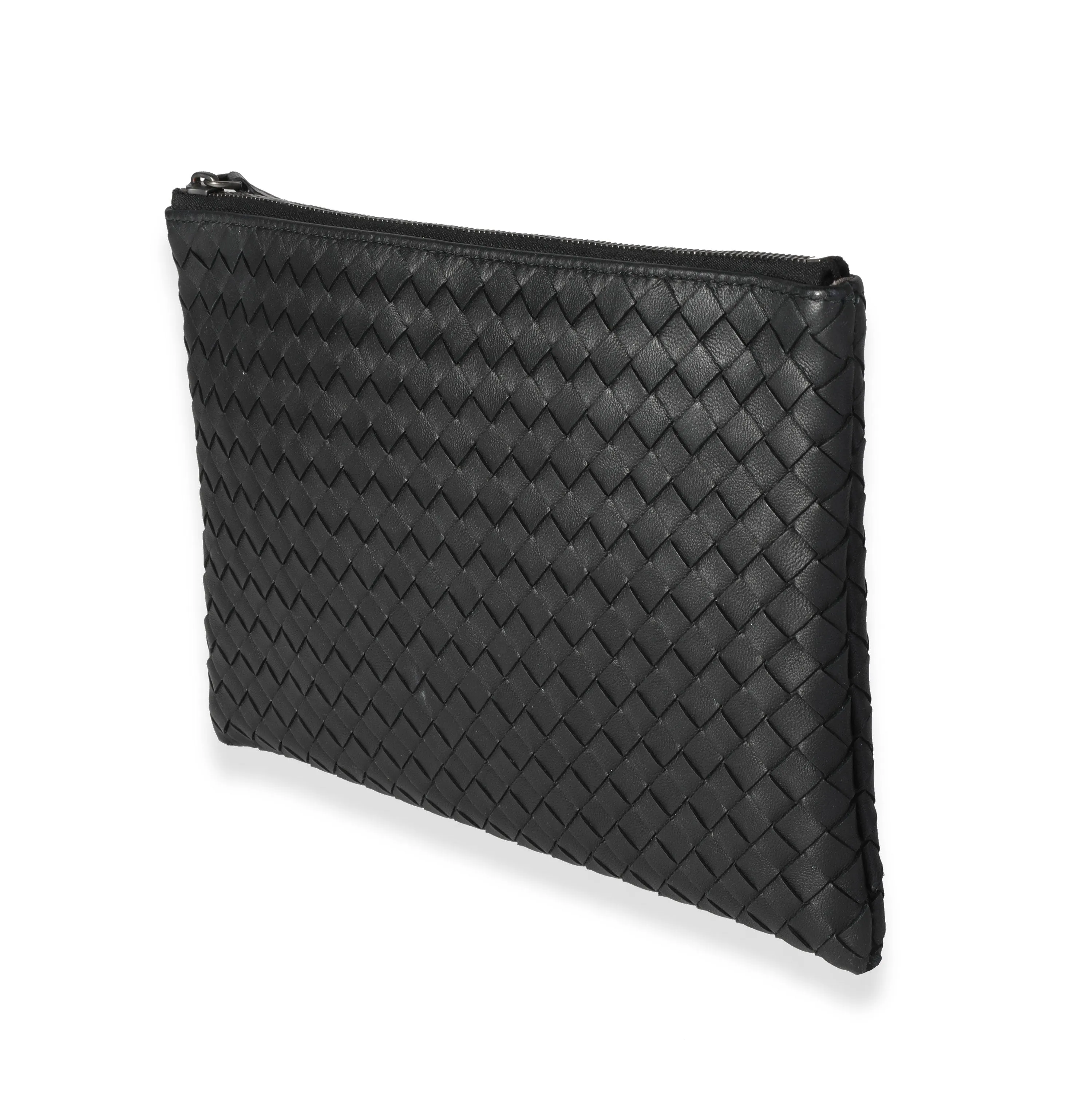 Bottega Veneta Black Intrecciato Leather Pouch