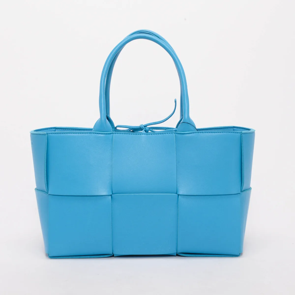 Bottega Veneta Blue Woven Lambskin Arco Small Tote