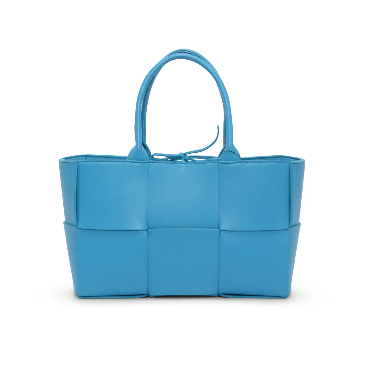 Bottega Veneta Blue Woven Lambskin Arco Small Tote