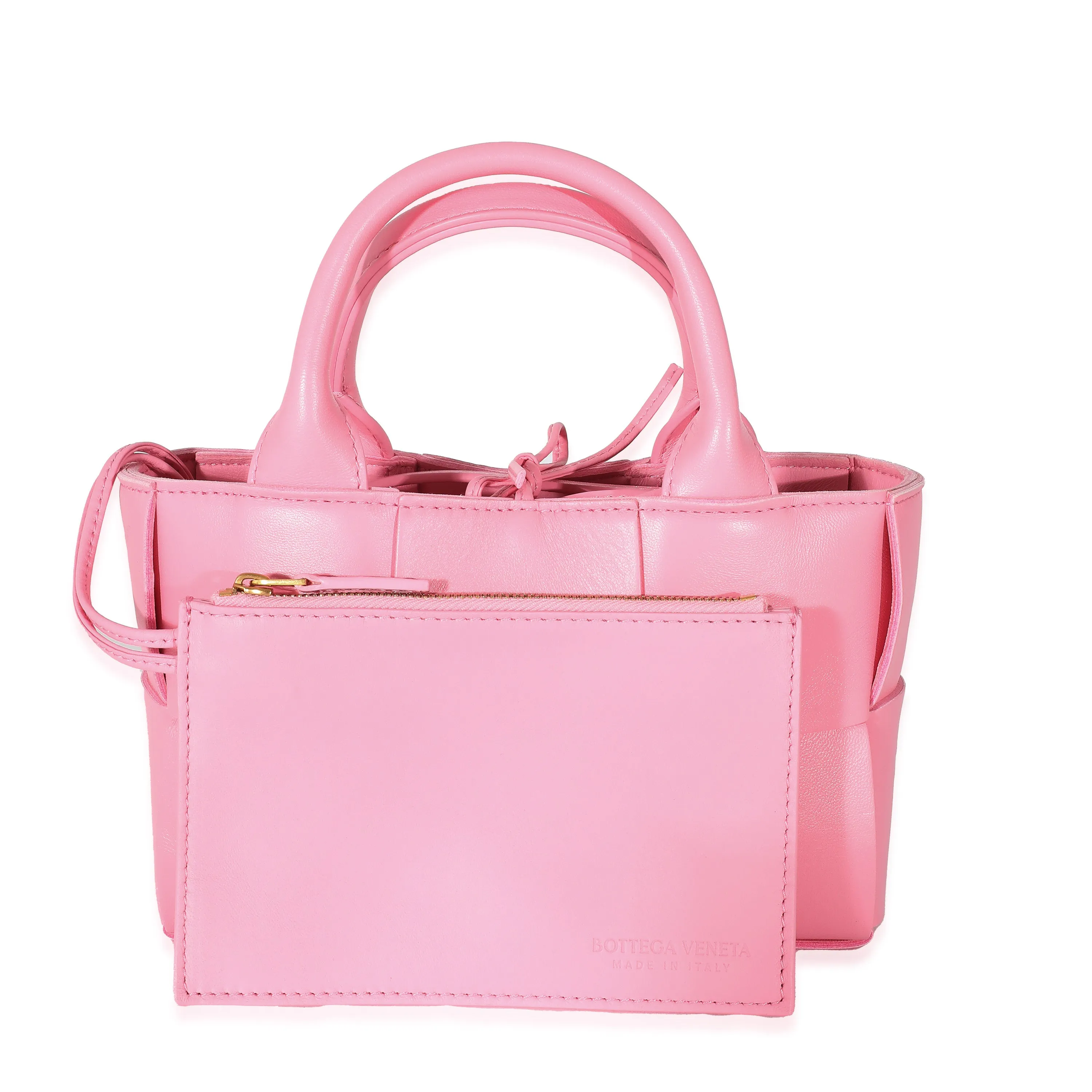 Bottega Veneta Pink Intrecciato Lambskin Candy Arco Tote