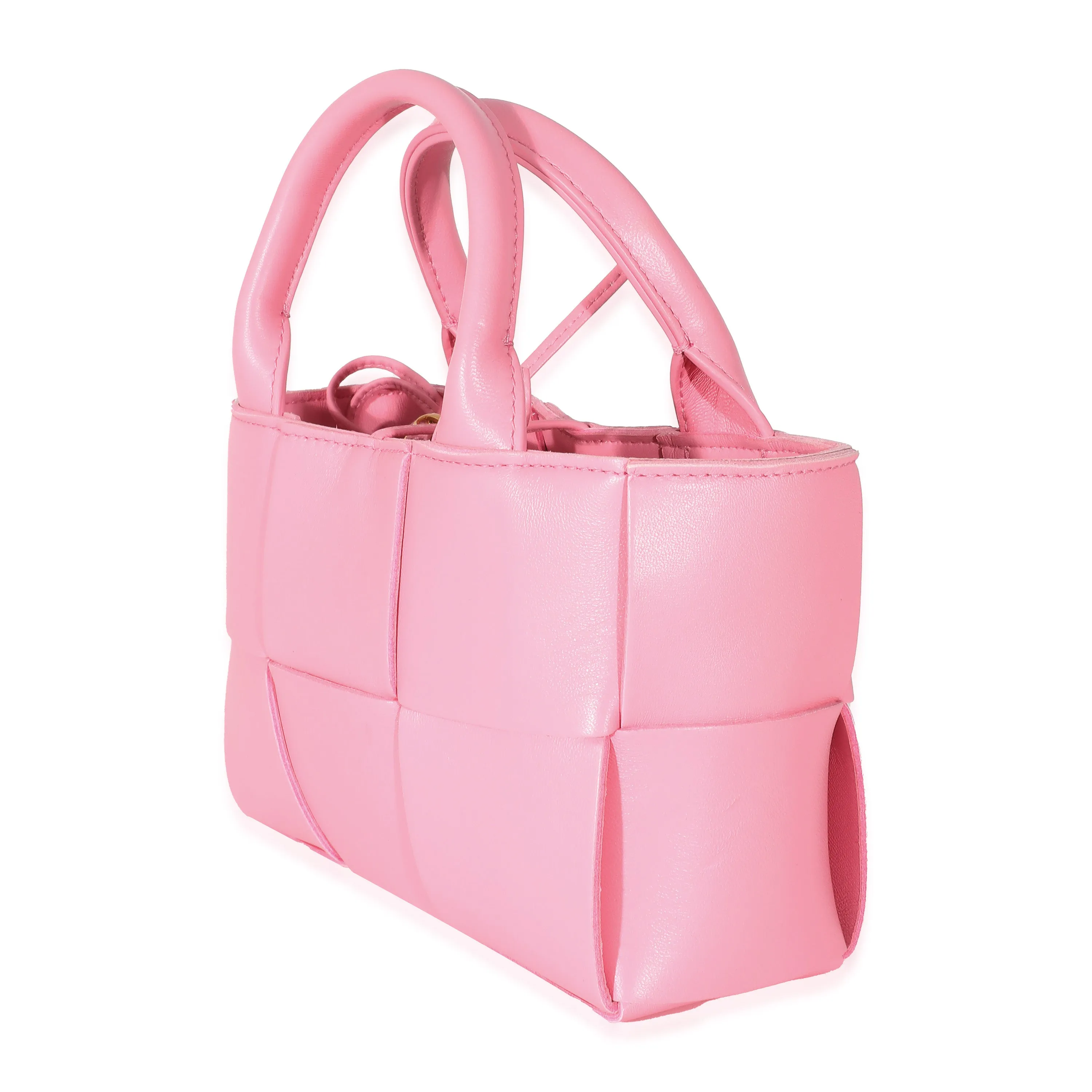 Bottega Veneta Pink Intrecciato Lambskin Candy Arco Tote