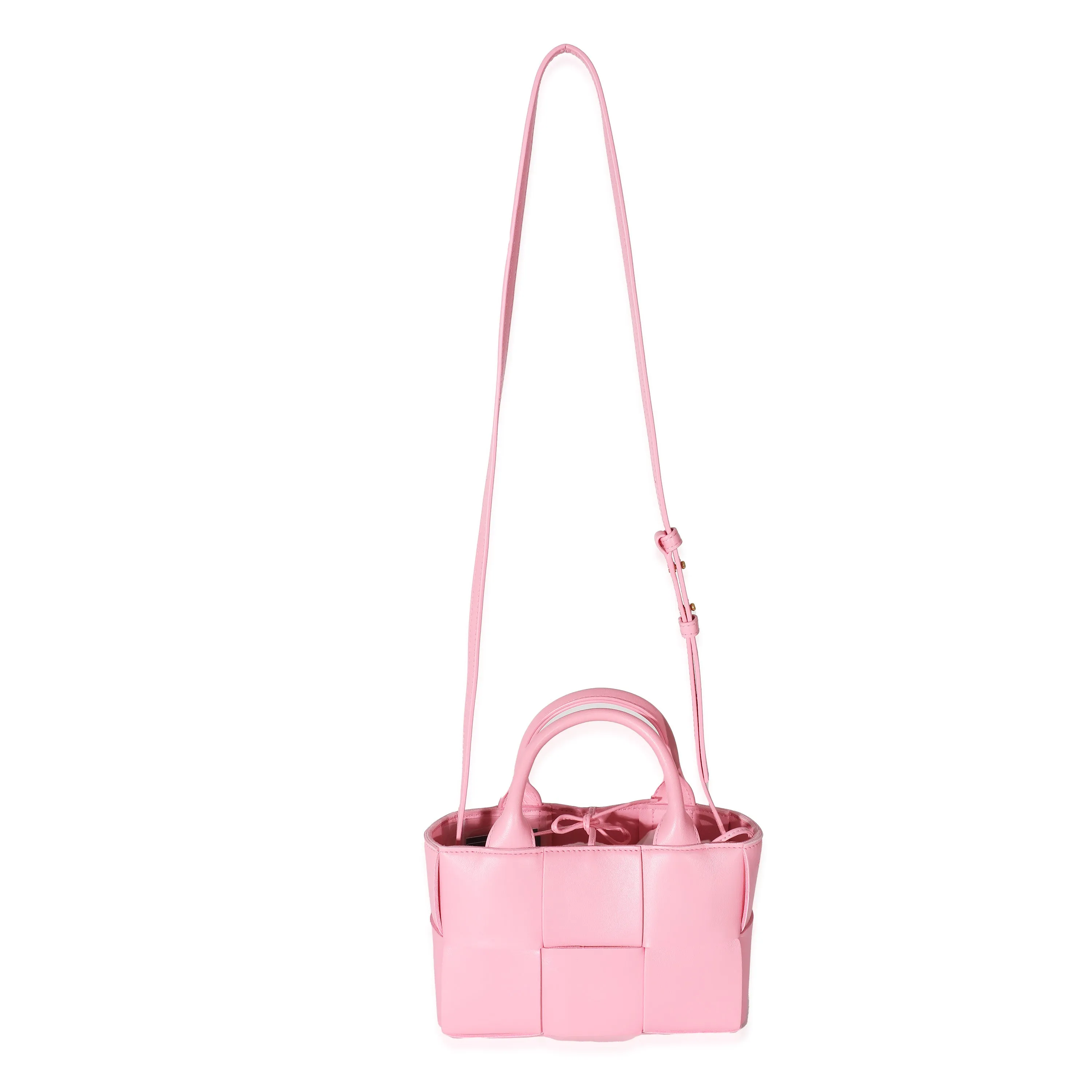 Bottega Veneta Pink Intrecciato Lambskin Candy Arco Tote