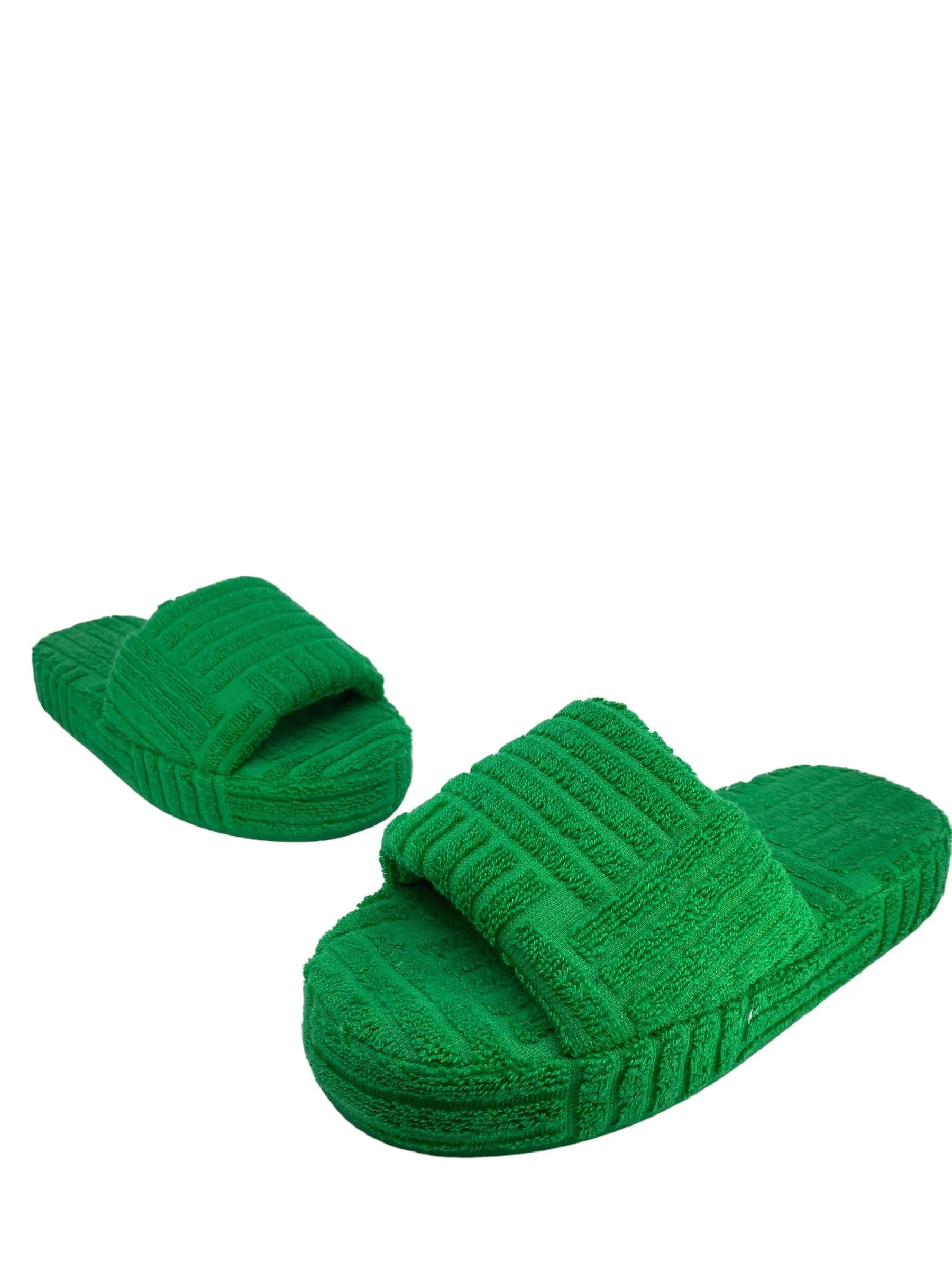 Bottega Veneta Resort Sponge Slide in Green Cotton Size 7