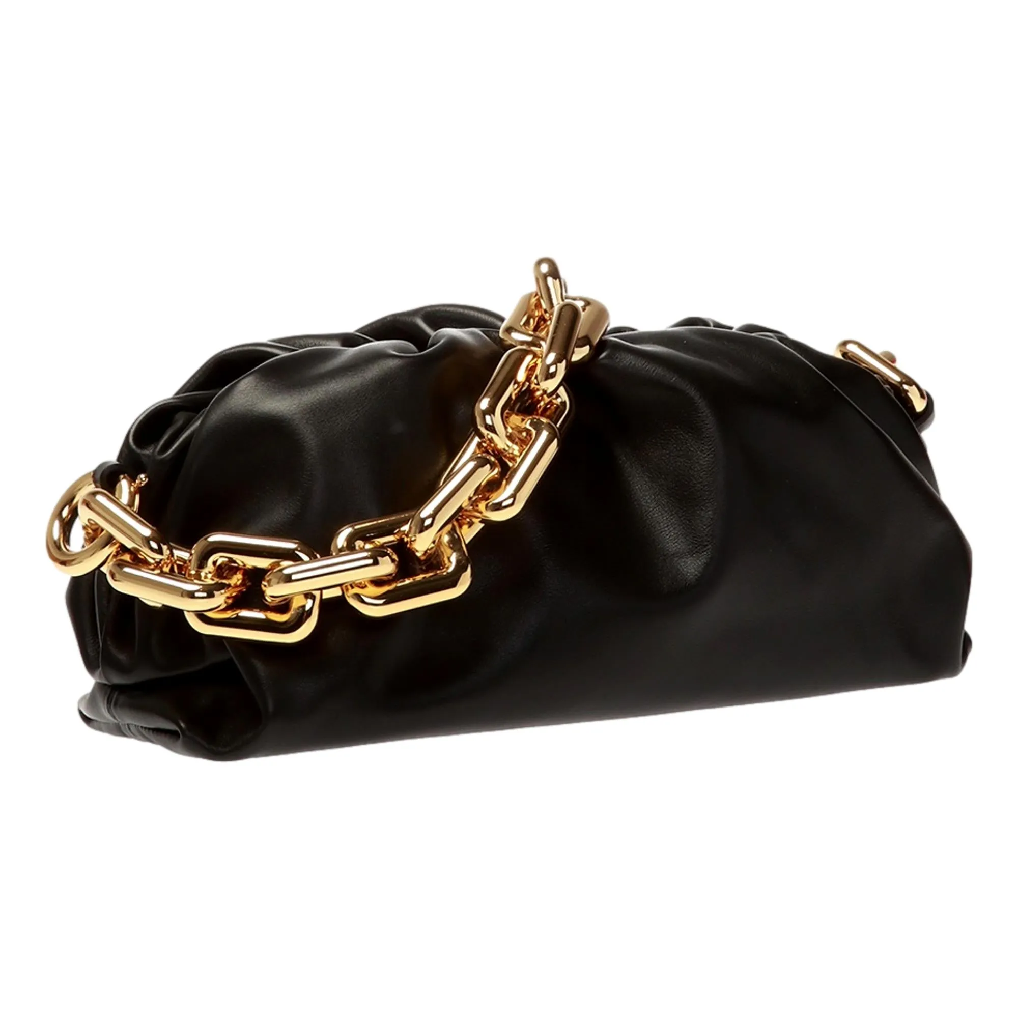 Bottega Veneta The Chain Pouch Black Calfskin Leather Shoulder Bag