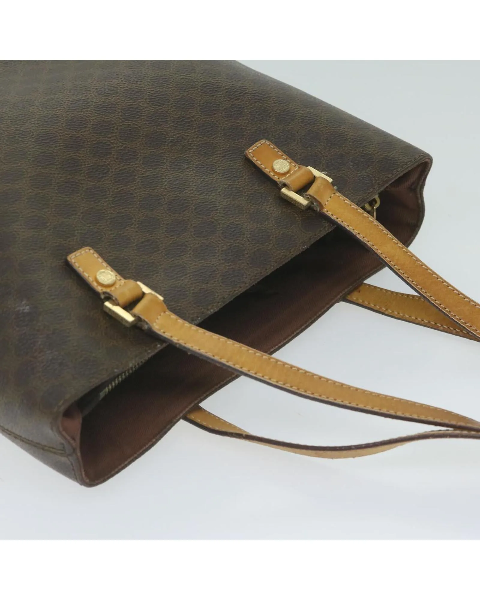 Brown Canvas Shoulder Bag with Shoulder Drop