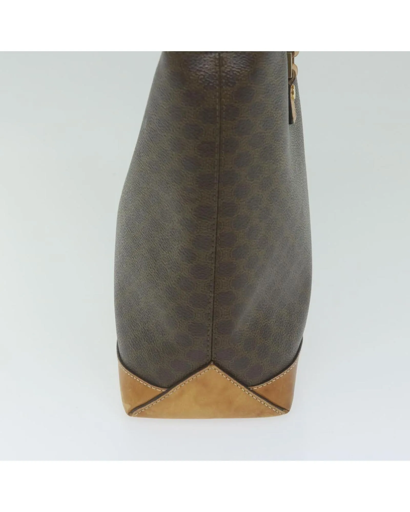 Brown Canvas Shoulder Bag with Shoulder Drop