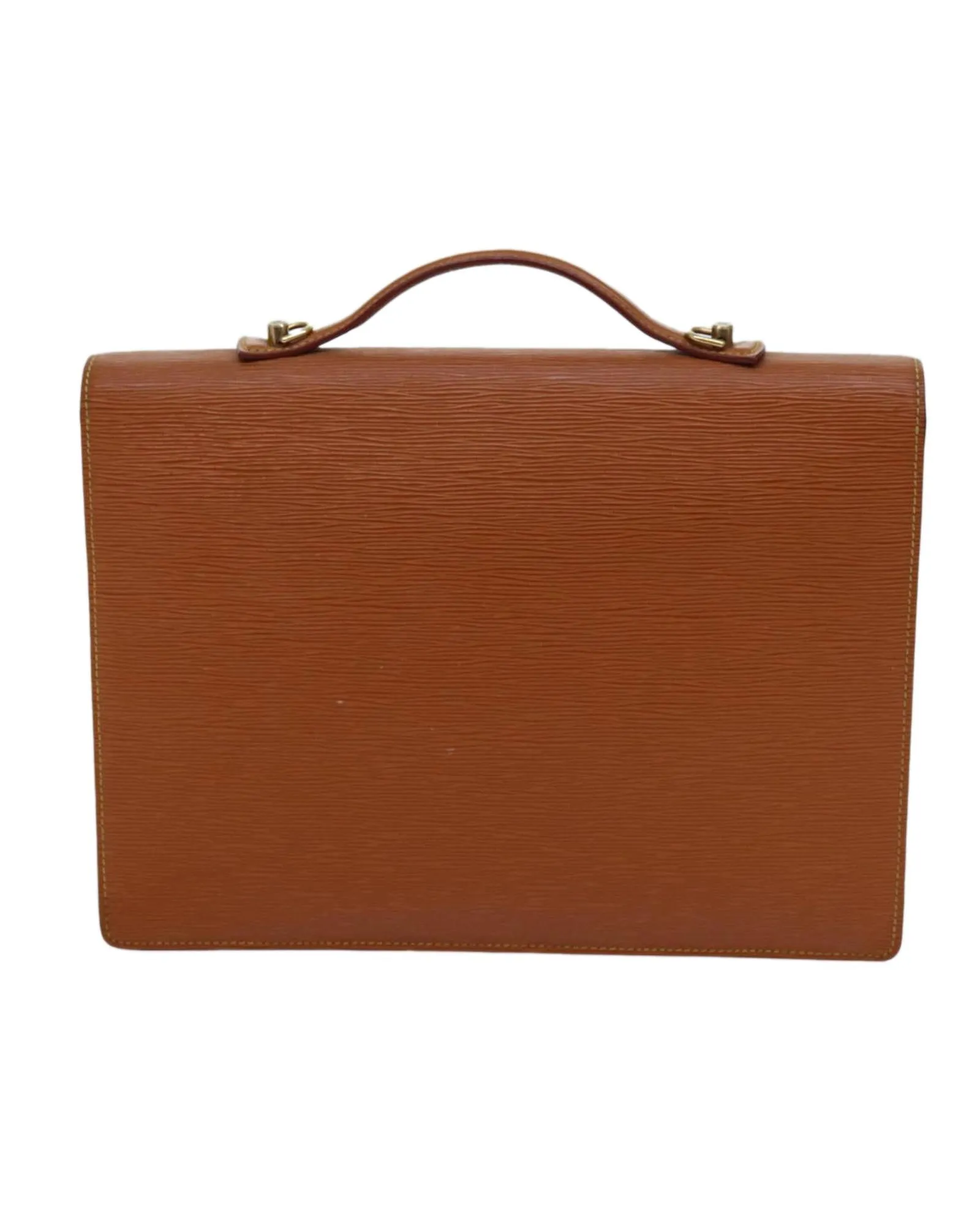 Brown Epi Leather Briefcase for Documents with Shoulder Strap - France