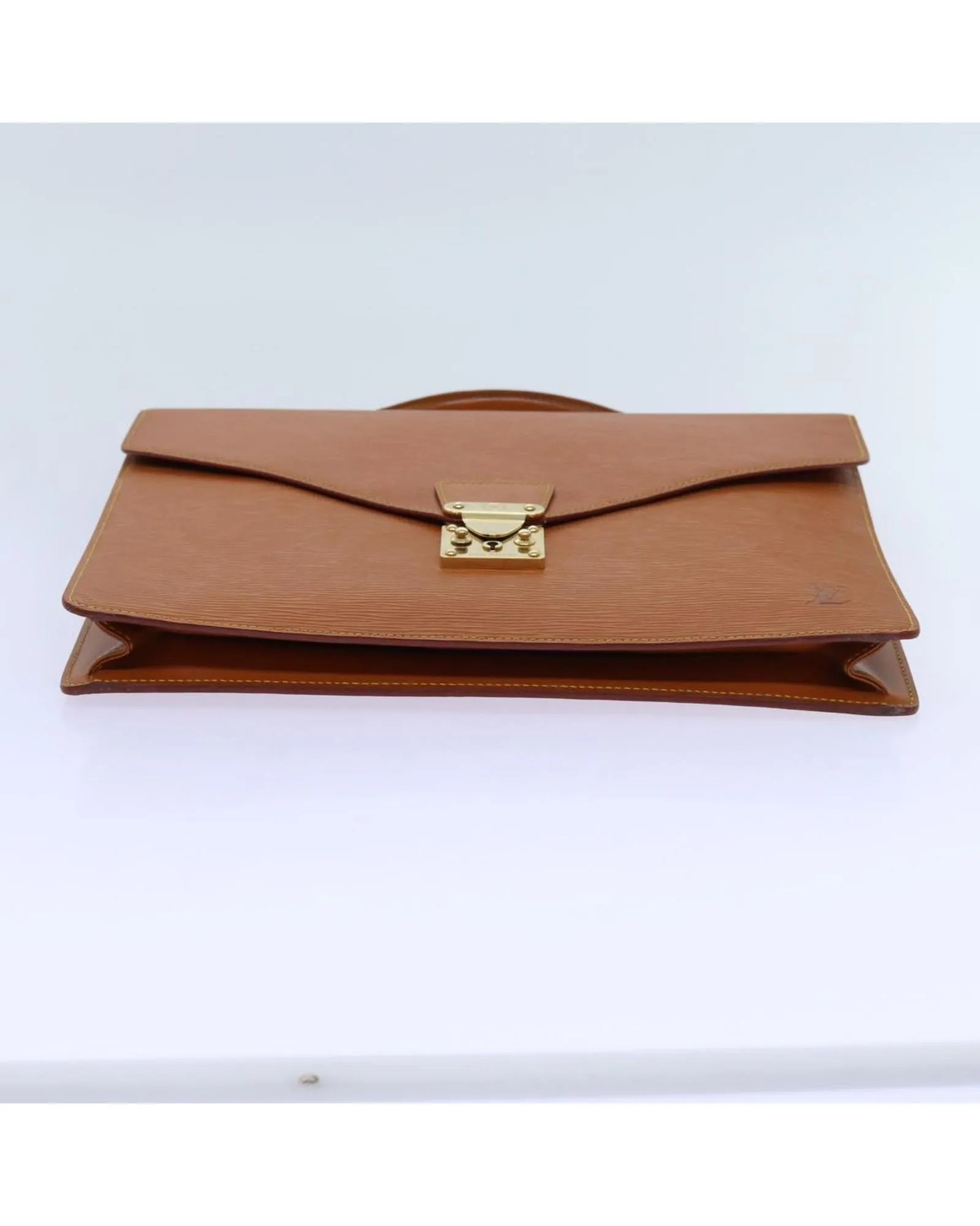 Brown Epi Leather Briefcase for Documents with Shoulder Strap - France