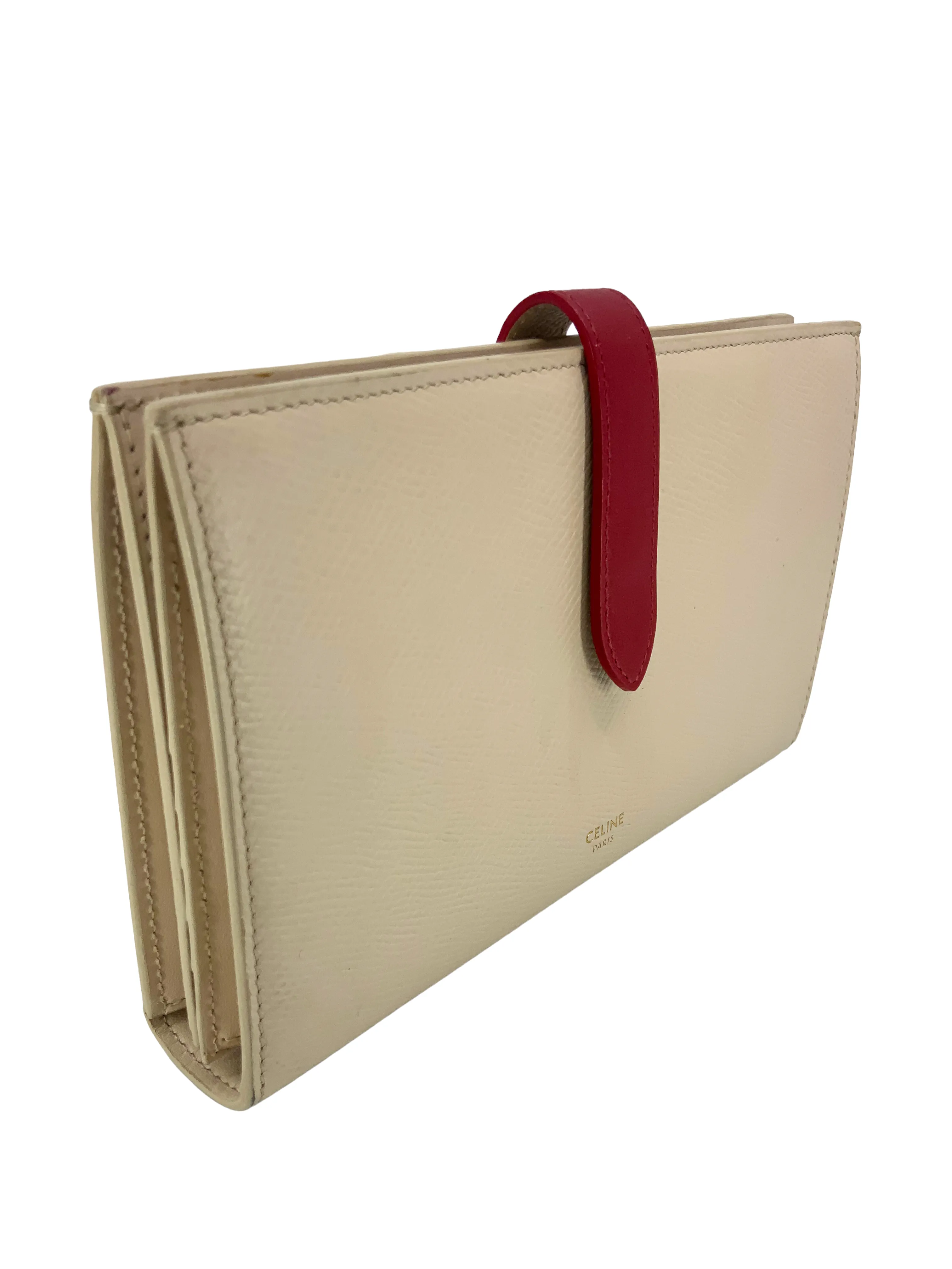 Celine Bicolor Grained Calfskin Large Strap Wallet