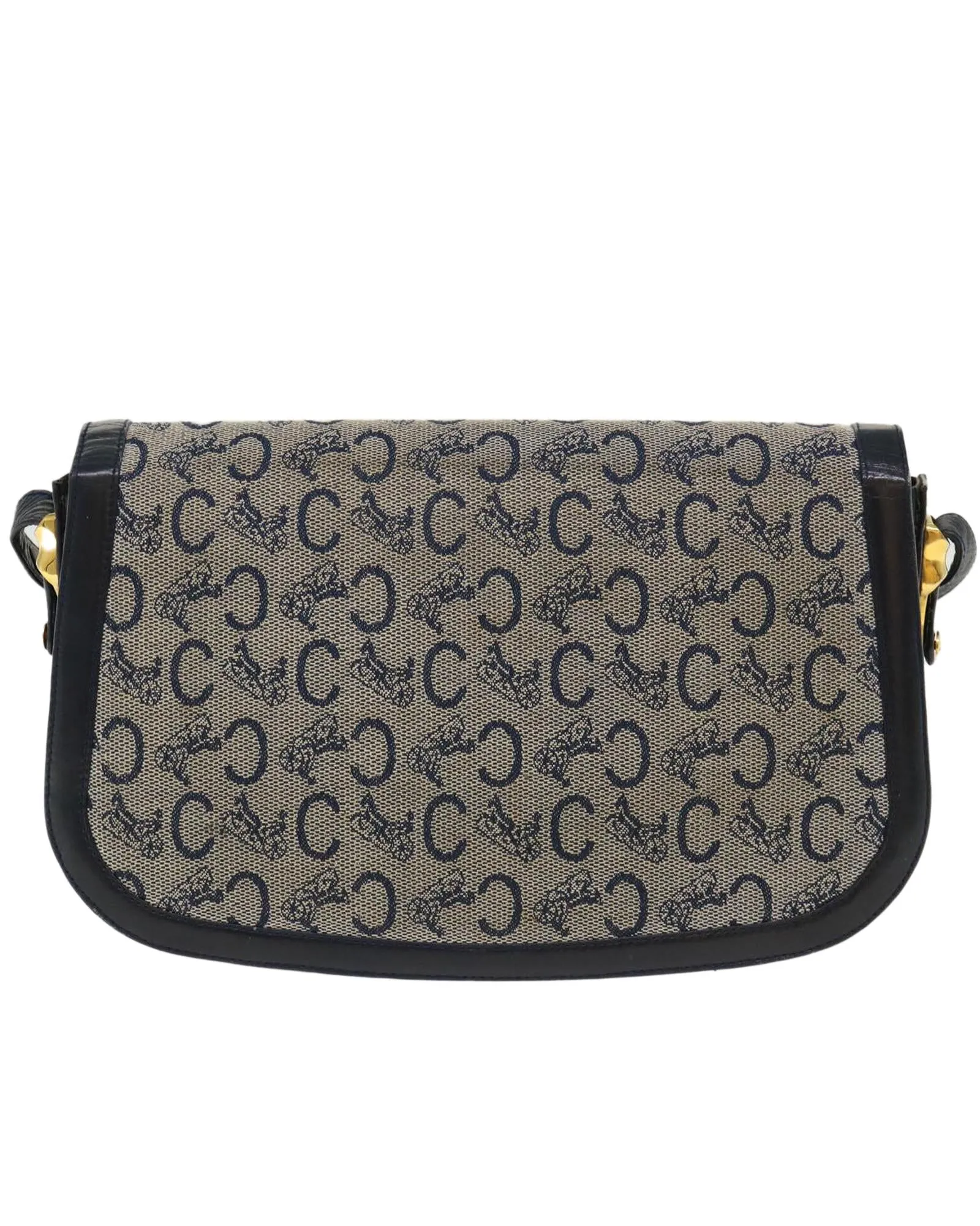 Celine Canvas Horse Carriage Shoulder Bag - Navy