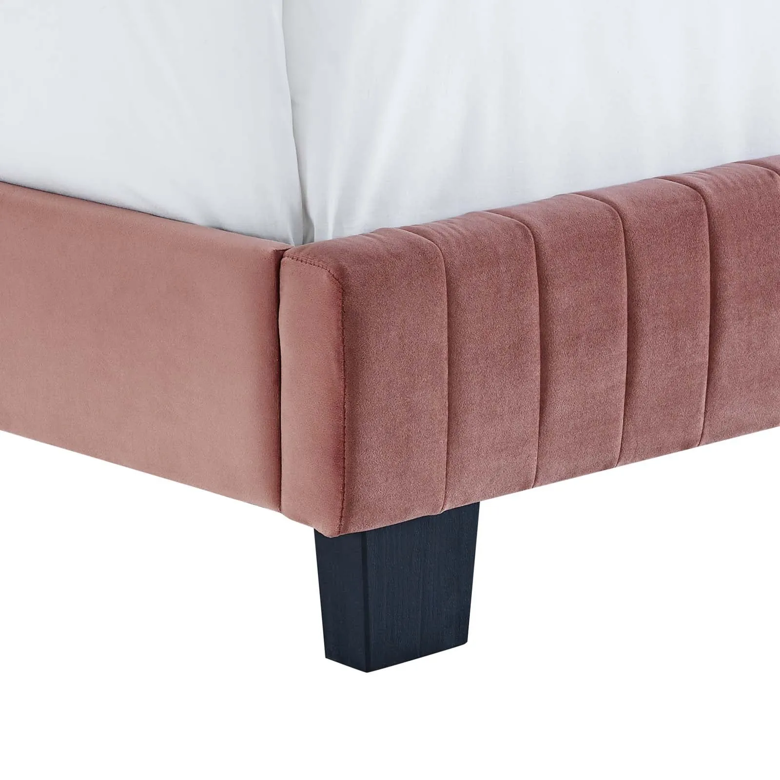 Celine Channel Tufted Performance Velvet Full Platform Bed Dusty Rose MOD-6335-DUS