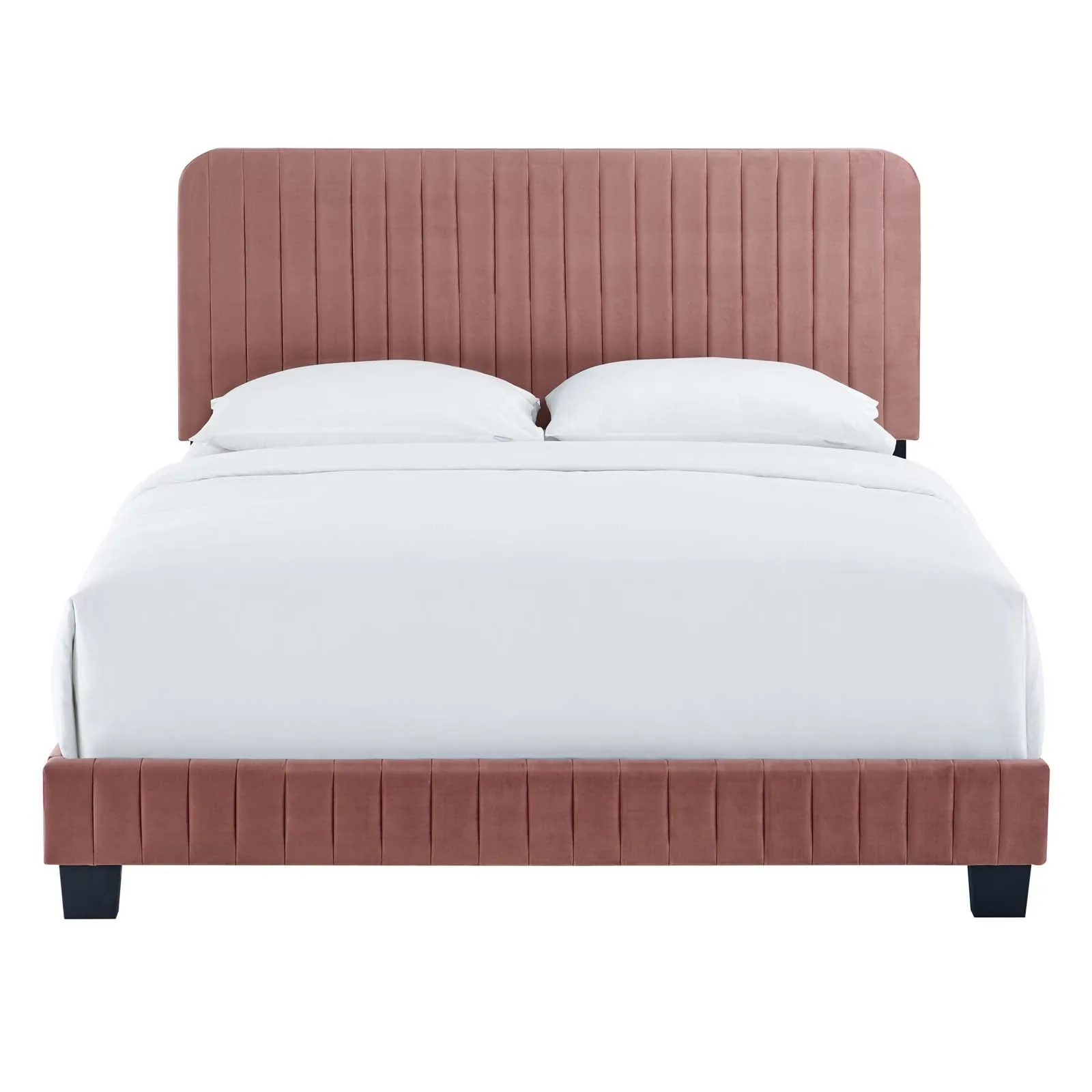 Celine Channel Tufted Performance Velvet Full Platform Bed Dusty Rose MOD-6335-DUS