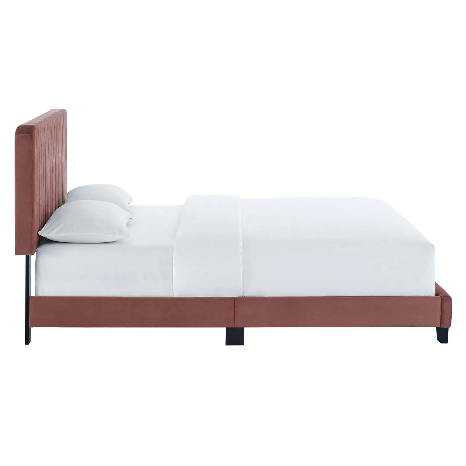 Celine Channel Tufted Performance Velvet Full Platform Bed Dusty Rose MOD-6335-DUS