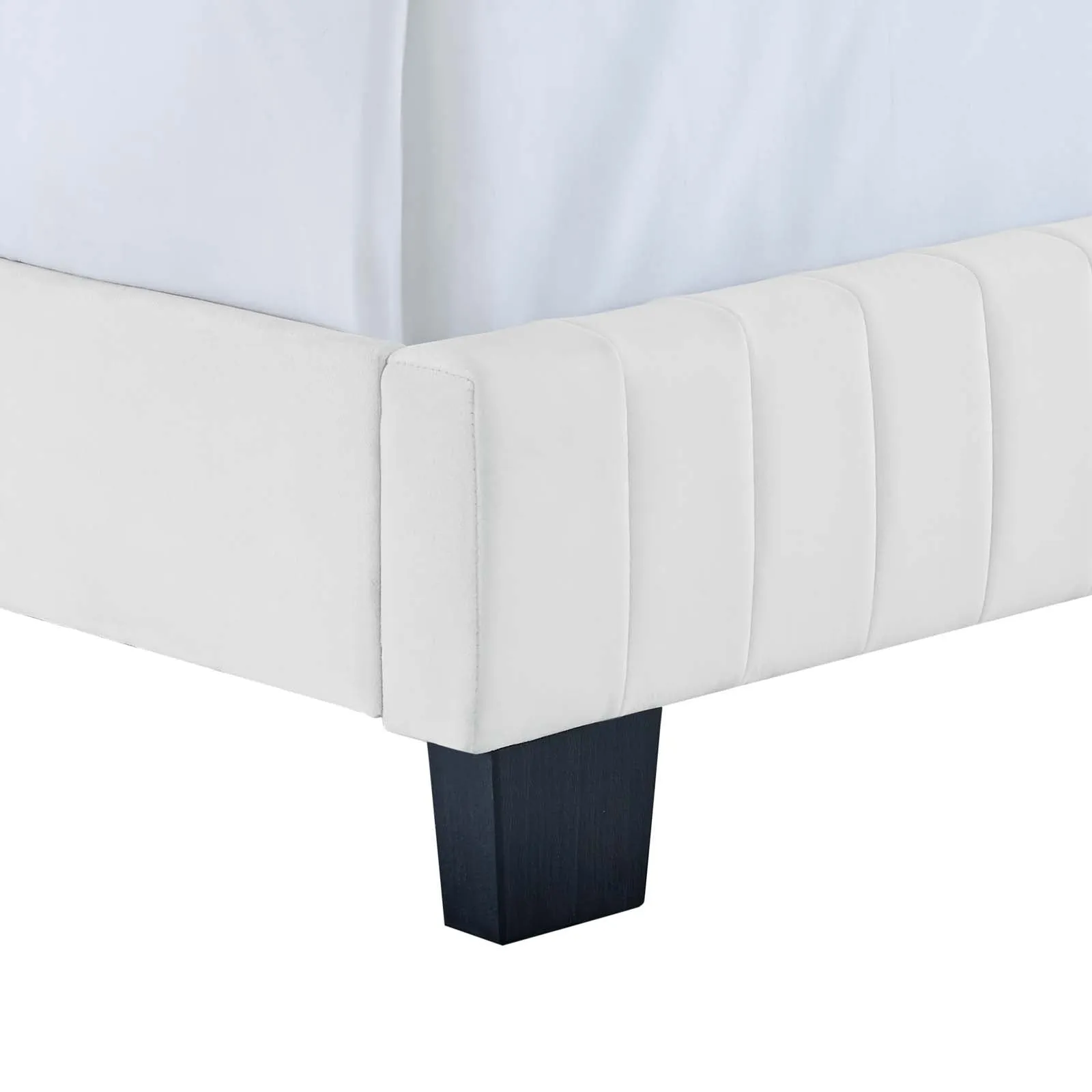 Celine Channel Tufted Performance Velvet King Bed White MOD-6329-WHI