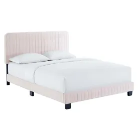 Celine Channel Tufted Performance Velvet Twin Platform Bed Pink MOD-6336-PNK