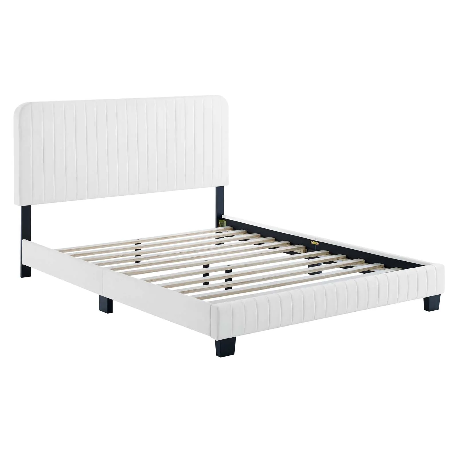 Celine Channel Tufted Performance Velvet Twin Platform Bed White MOD-6336-WHI