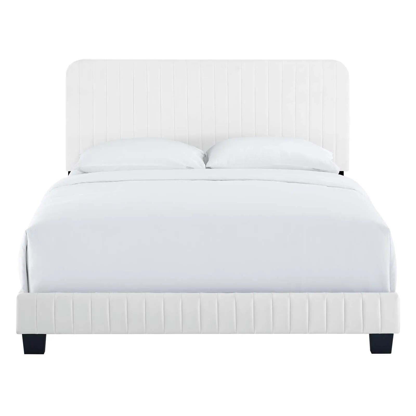 Celine Channel Tufted Performance Velvet Twin Platform Bed White MOD-6336-WHI