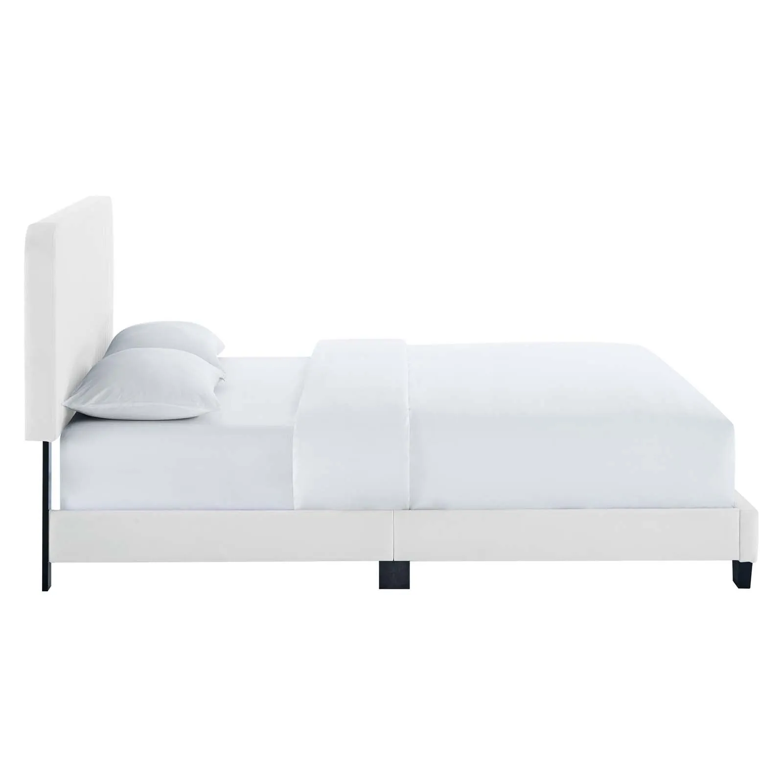 Celine Channel Tufted Performance Velvet Twin Platform Bed White MOD-6336-WHI