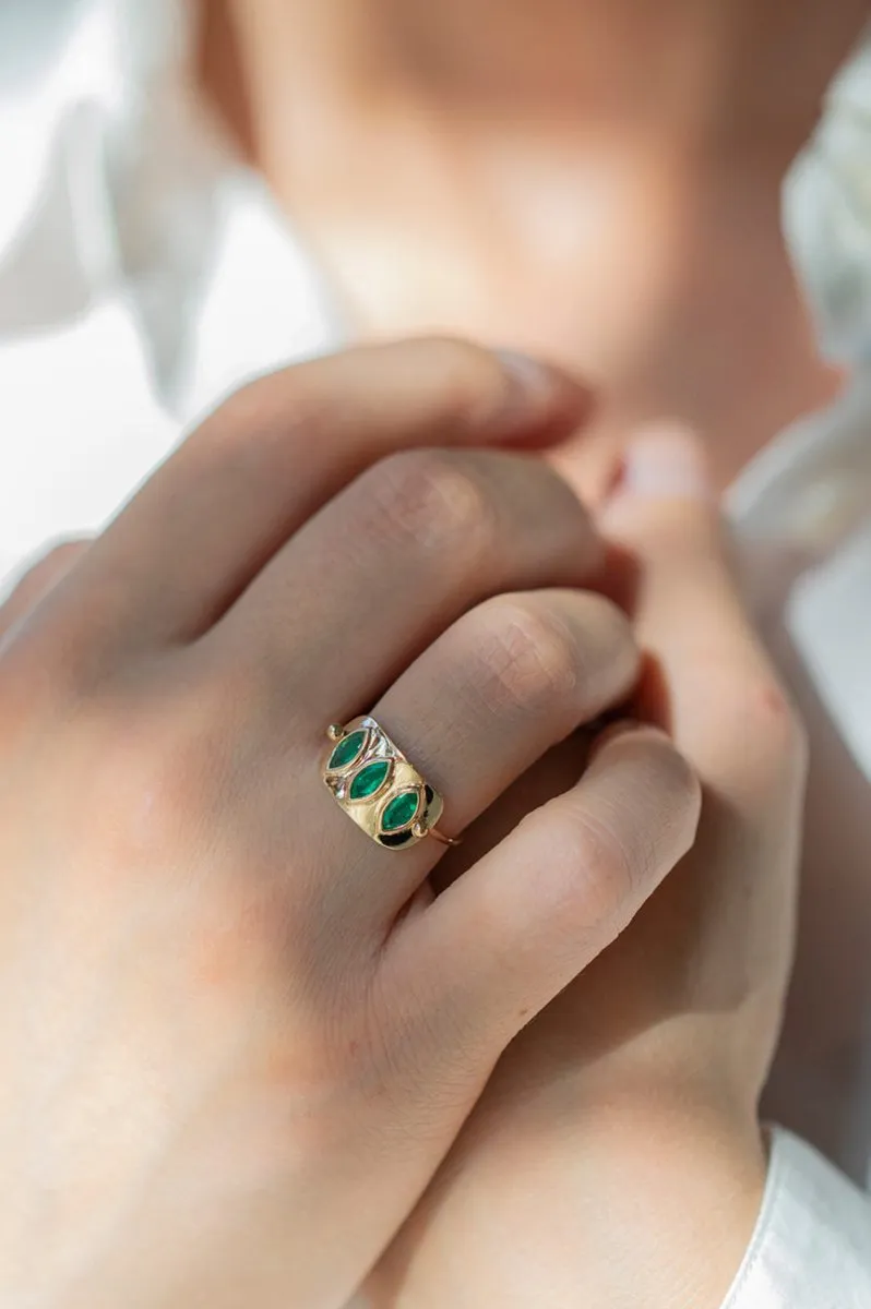 Celine Daoust 14k Triple Emerald Ring