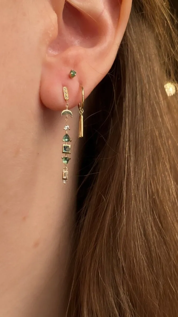 Celine Daoust Tourmaline Moon Crescent and Diamonds Earrings