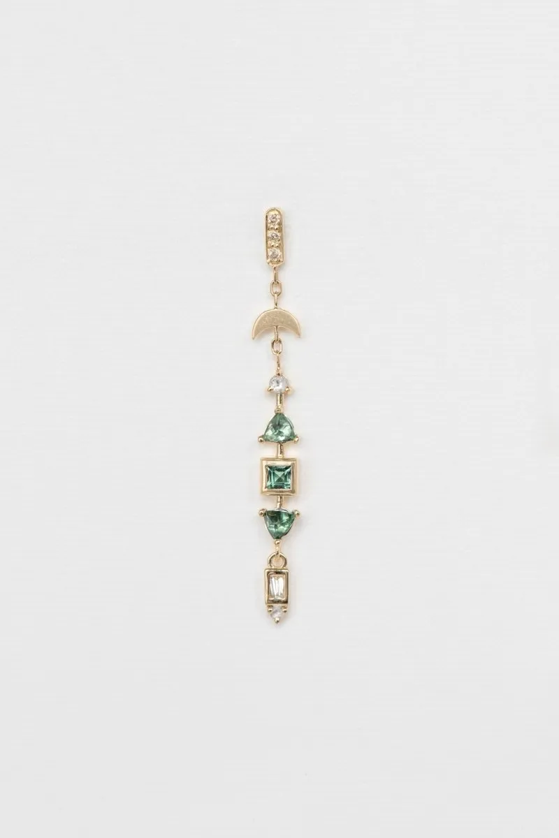 Celine Daoust Tourmaline Moon Crescent and Diamonds Earrings