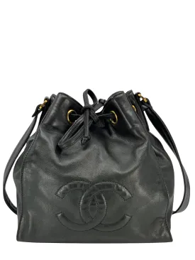 CHANEL Vintage Lambskin Drawstring Bucket Shoulder Bag