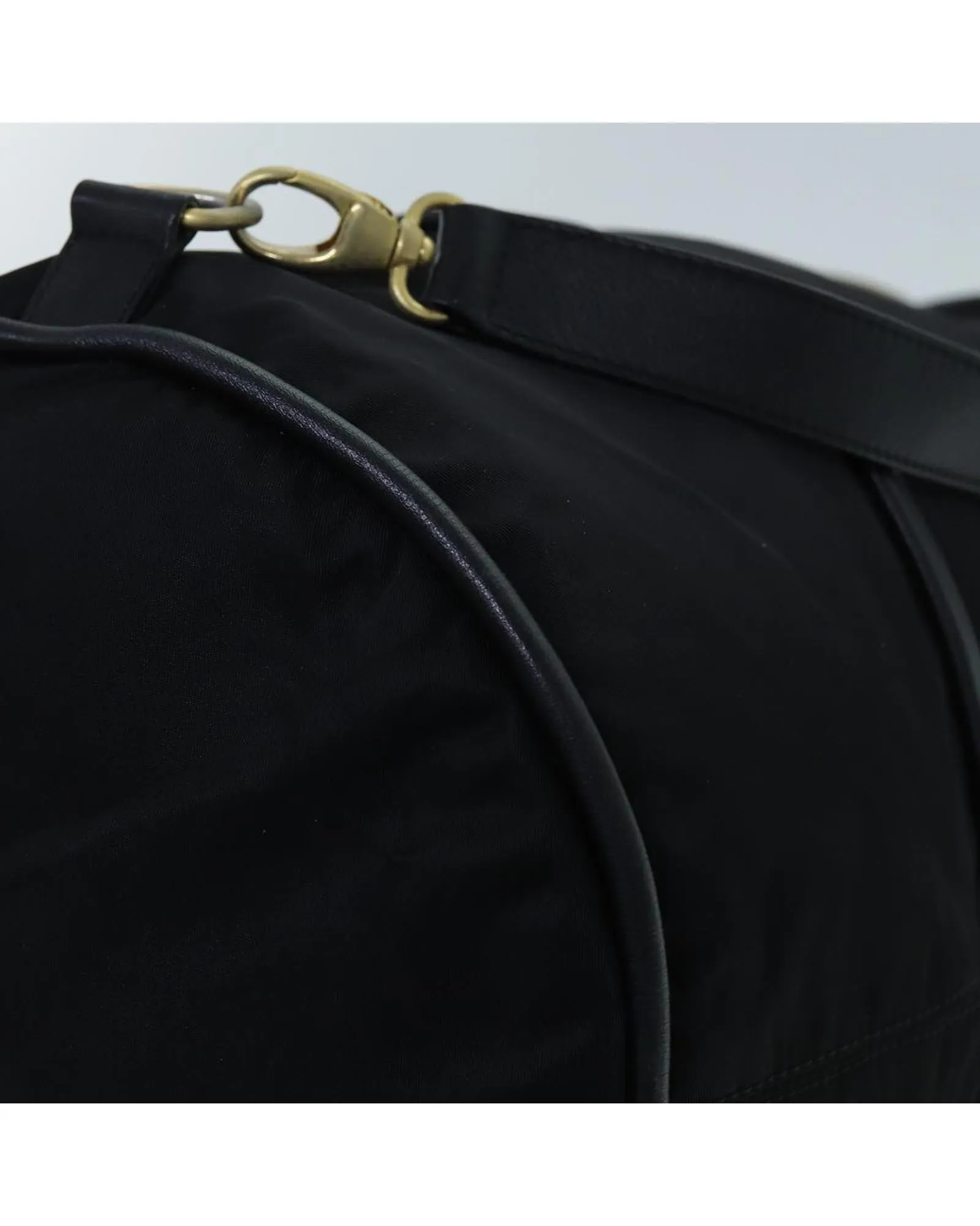 Circular Nylon Shoulder Bag with Shoulder Strap - Black