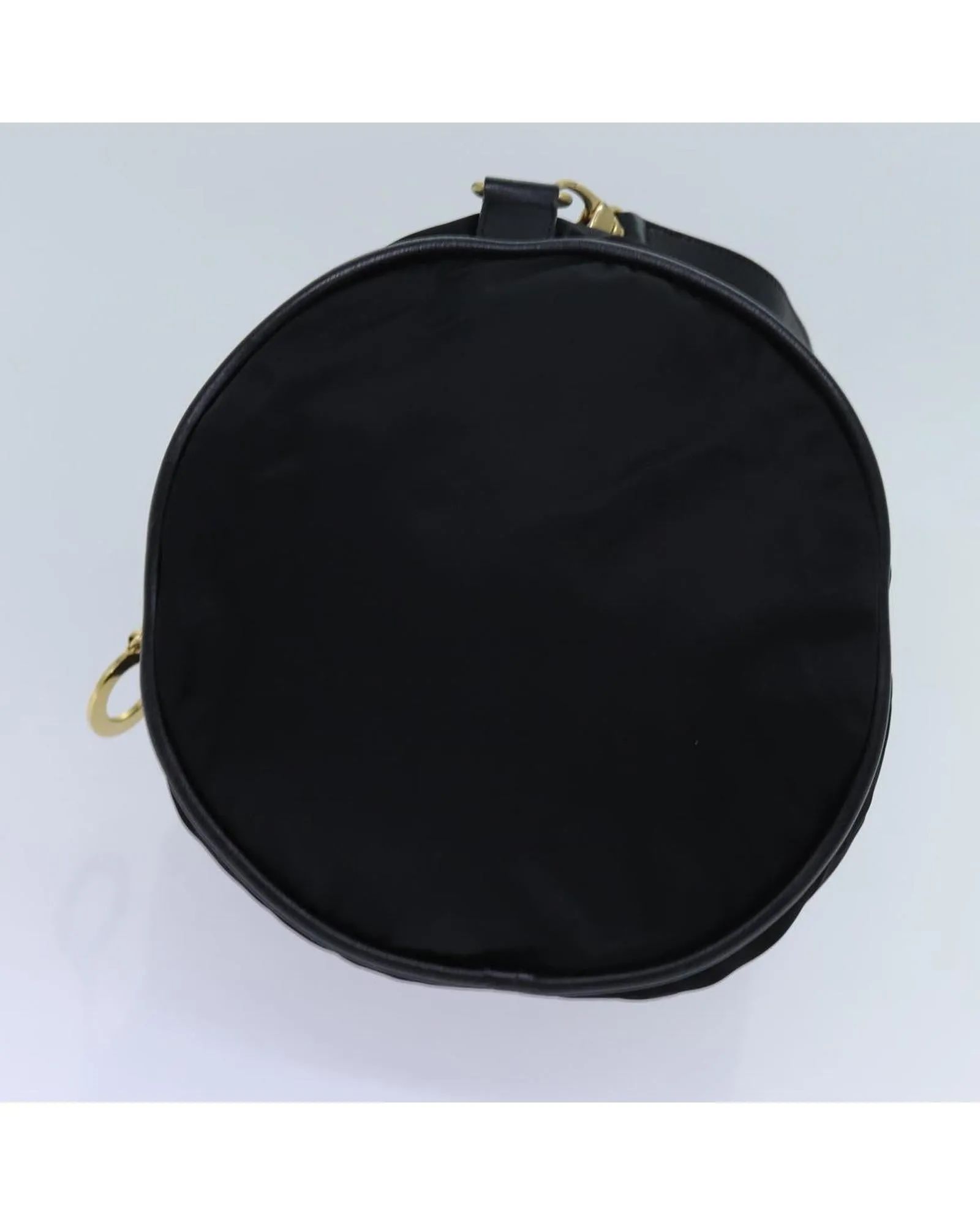 Circular Nylon Shoulder Bag with Shoulder Strap - Black