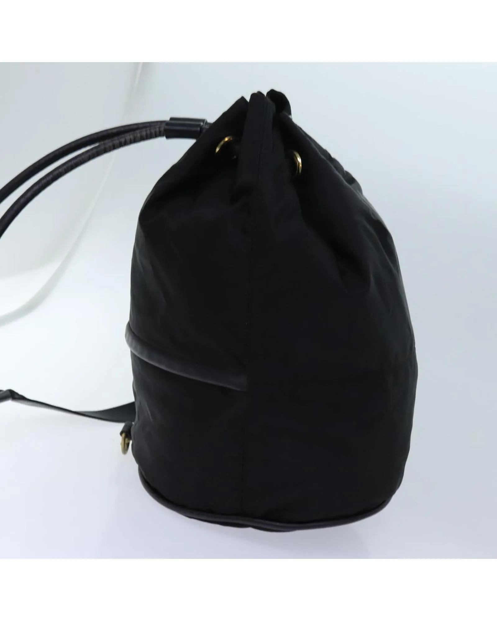 Circular Nylon Shoulder Bag with Shoulder Strap - Black